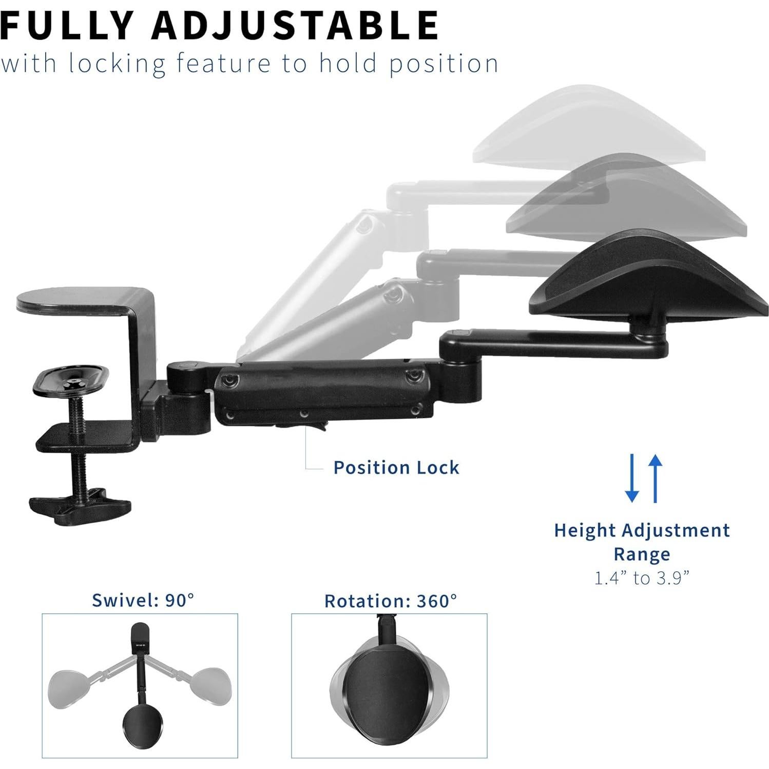 Soporte de Brazo VIVO MOUNT-ARM02P Ajustable 2 Piezas Negro