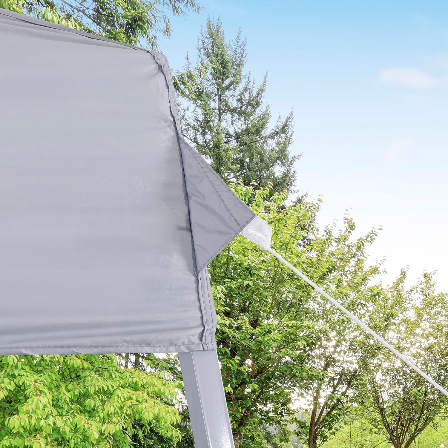 Smartxchoices 8 x 8 FT Pop Up Canopy Tent - Instant Outdoor Canopy with Wheeled Carry Bag, 4 Ropes, Straight Legs, Stakes, Outdoor Tent Sun Protection Beach Shelter，Silver Grey