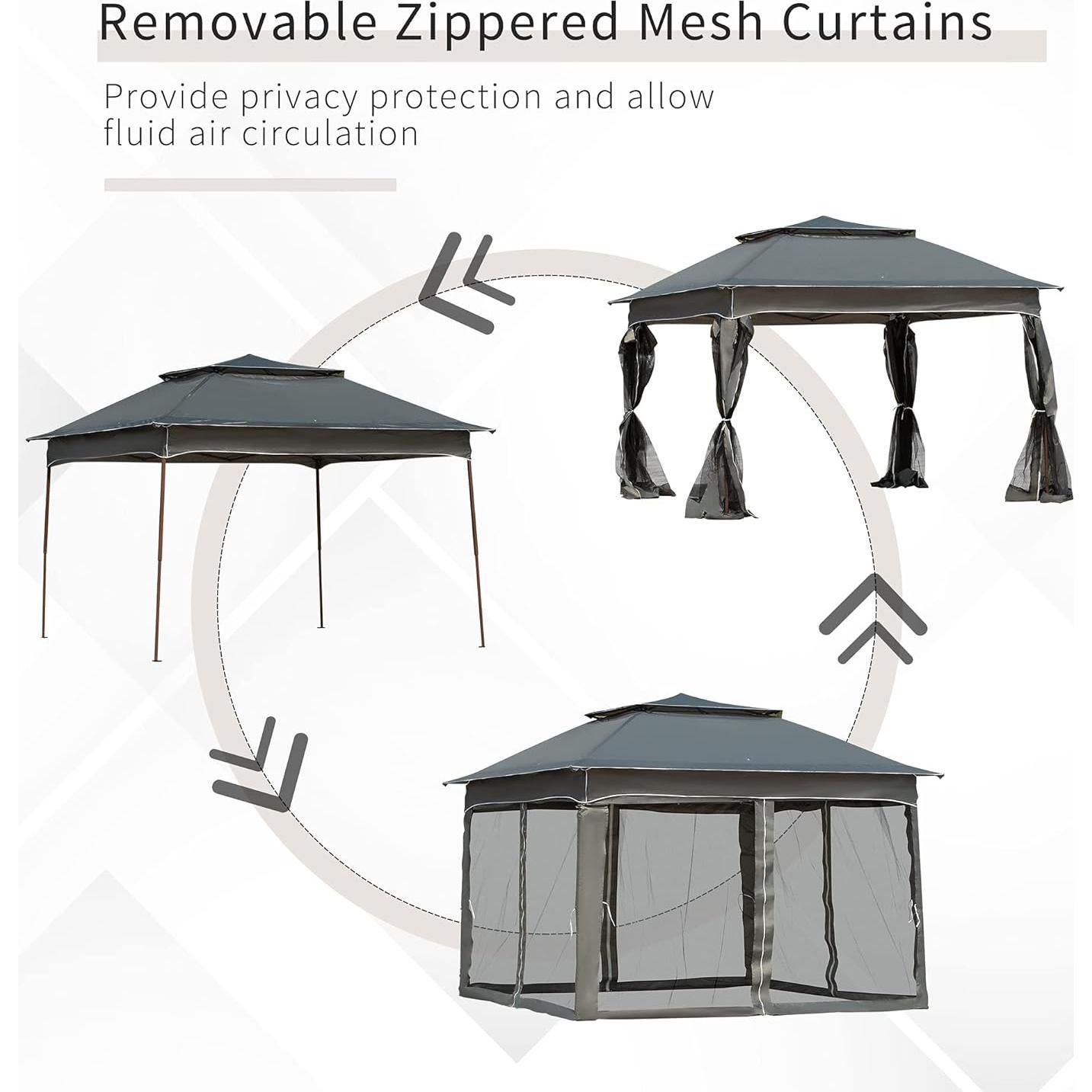 Carpa Plegable AnhuaUSA 3x3m con Red Desmontable para Jardín