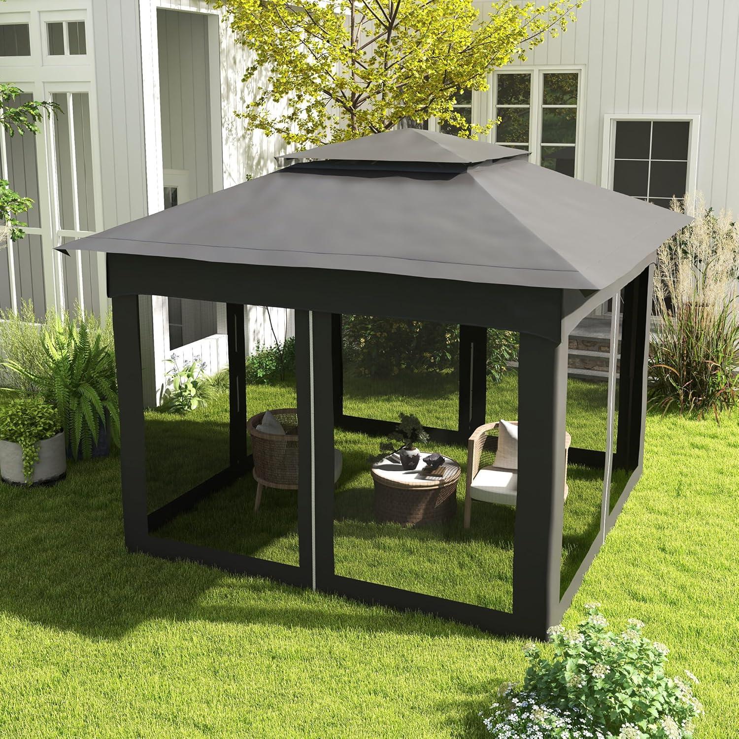 Carpa Plegable AnhuaUSA 3x3m con Red Desmontable para Jardín