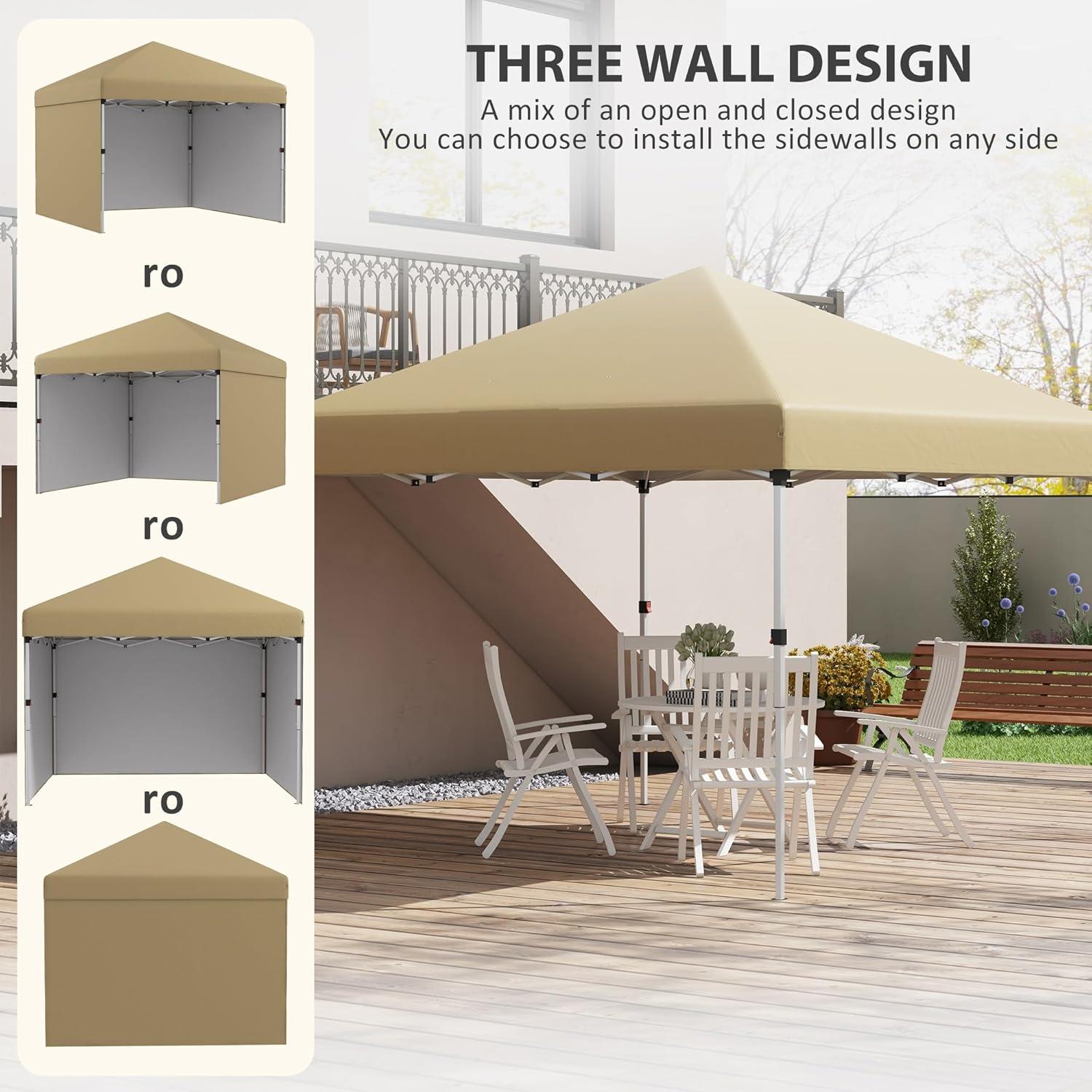 Carpa Plegable 3x3m AnhuaUSA con 3 Paredes y Altura Ajustable