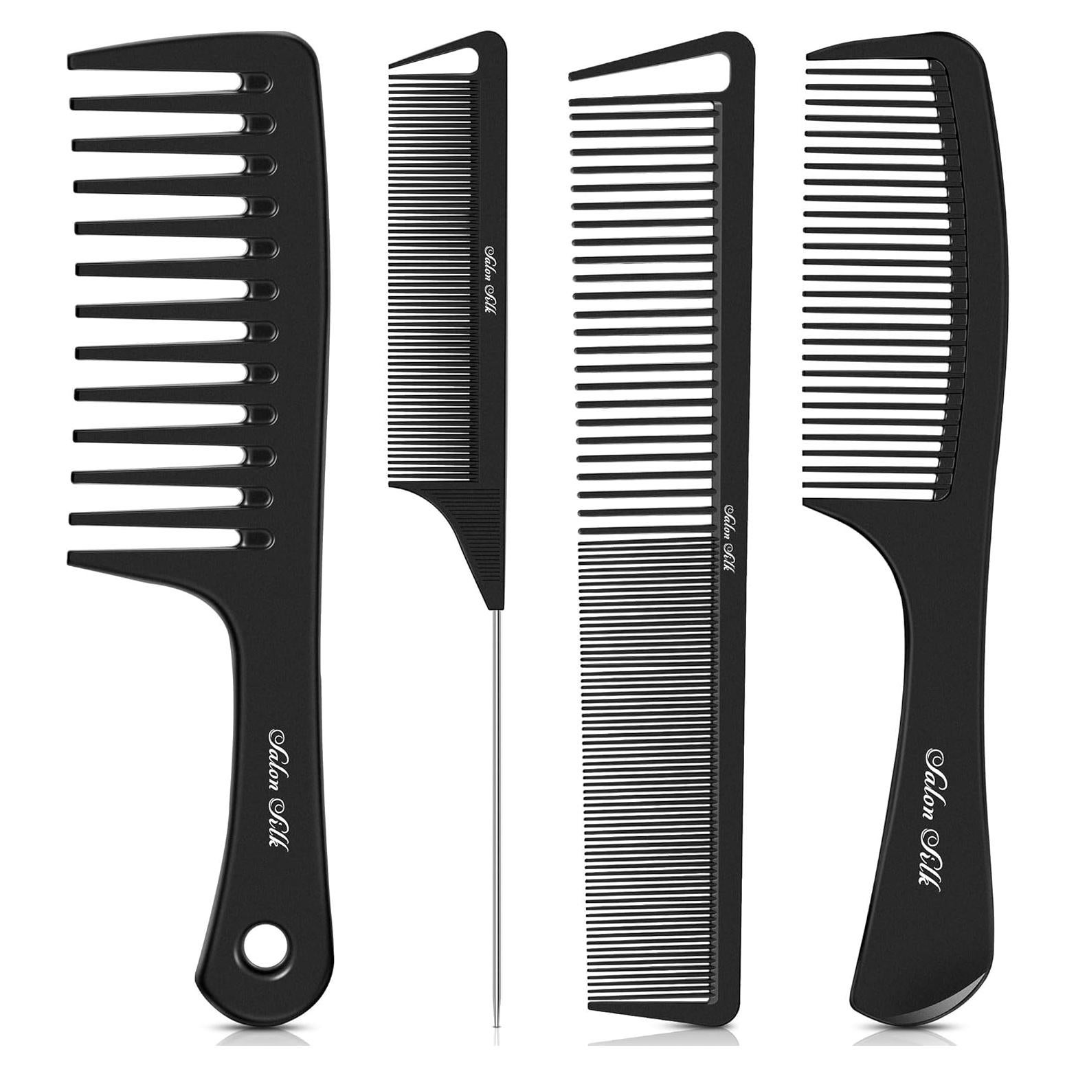 Juego de Peines Profesional SALON SILK 4 Piezas Negro