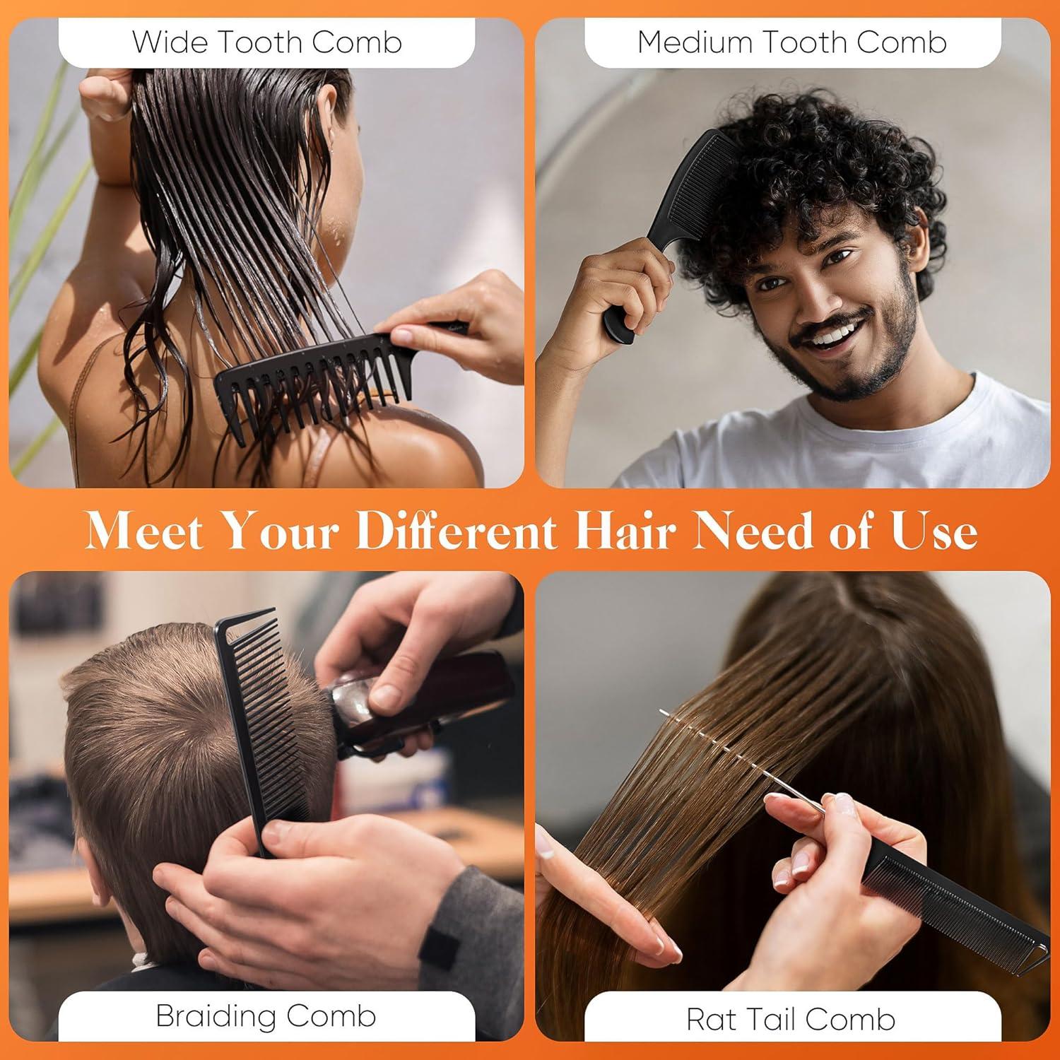 Juego de Peines Profesional SALON SILK 4 Piezas Negro