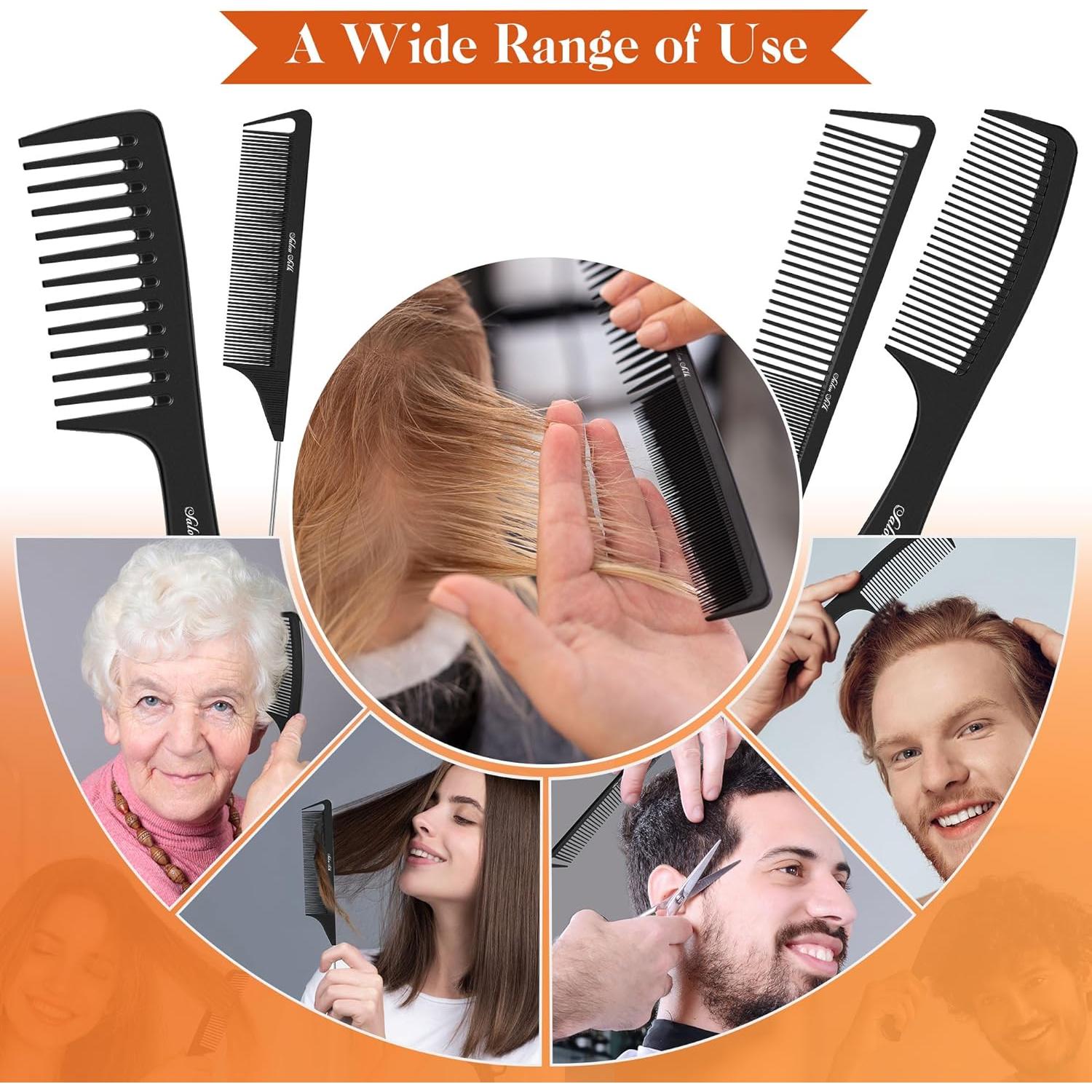 Juego de Peines Profesional SALON SILK 4 Piezas Negro