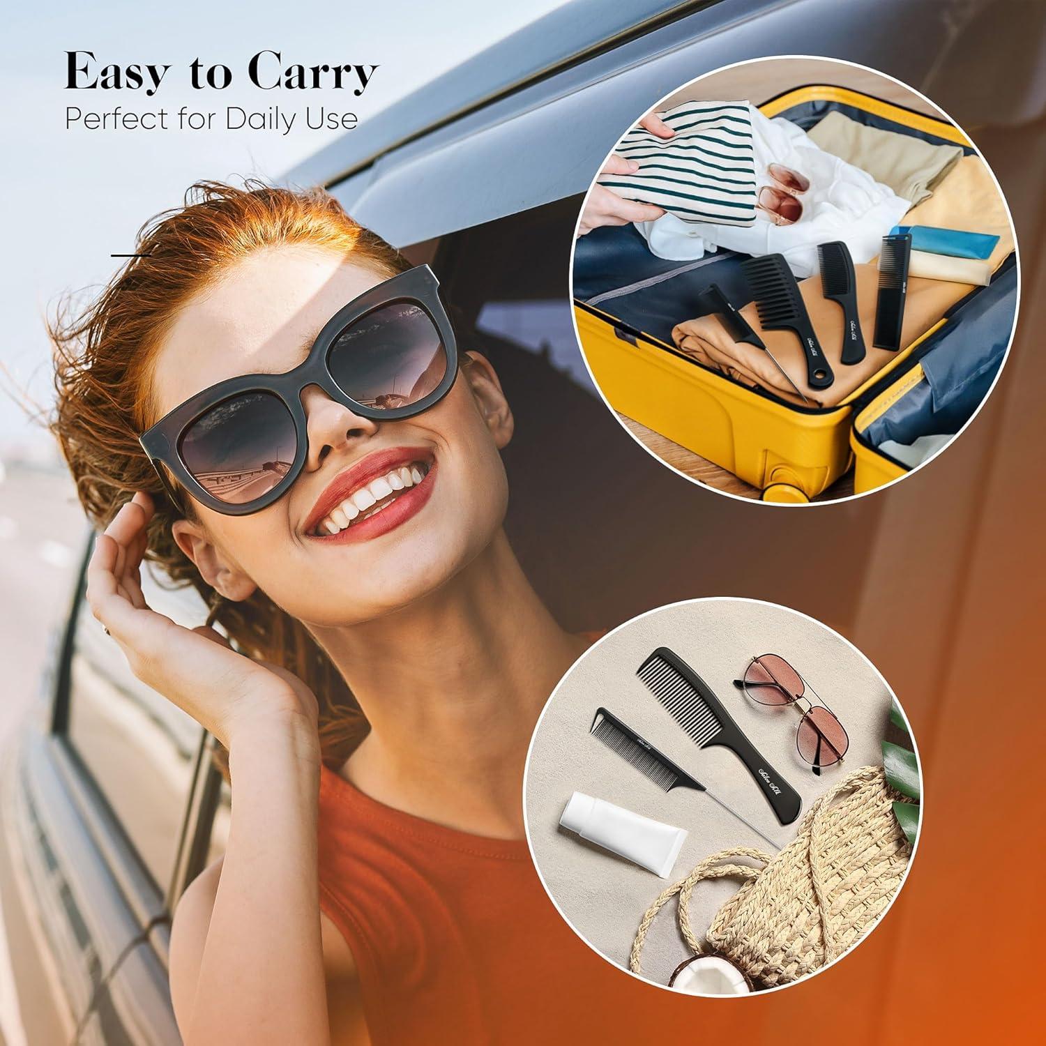 Juego de Peines Profesional SALON SILK 4 Piezas Negro