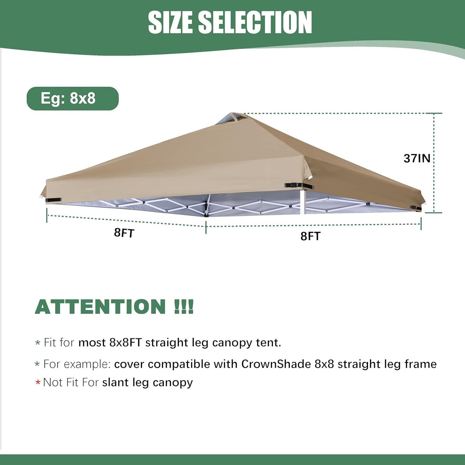Cubierta de Reemplazo SCOCANOPY 8x8 Caqui con Ventilación
