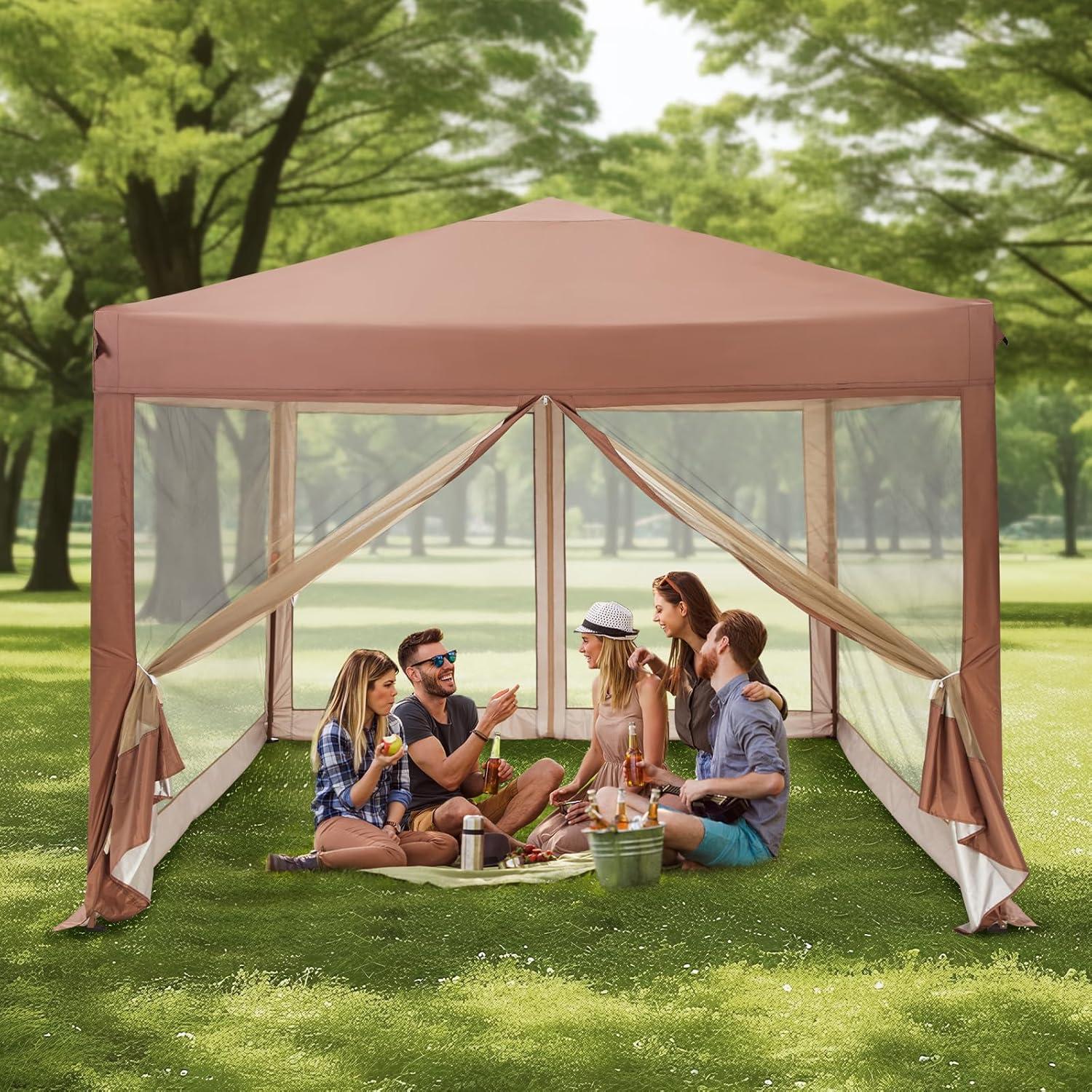 Carpa Plegable 3x3m GREEN PARTY con Mosquitera y Accesorios