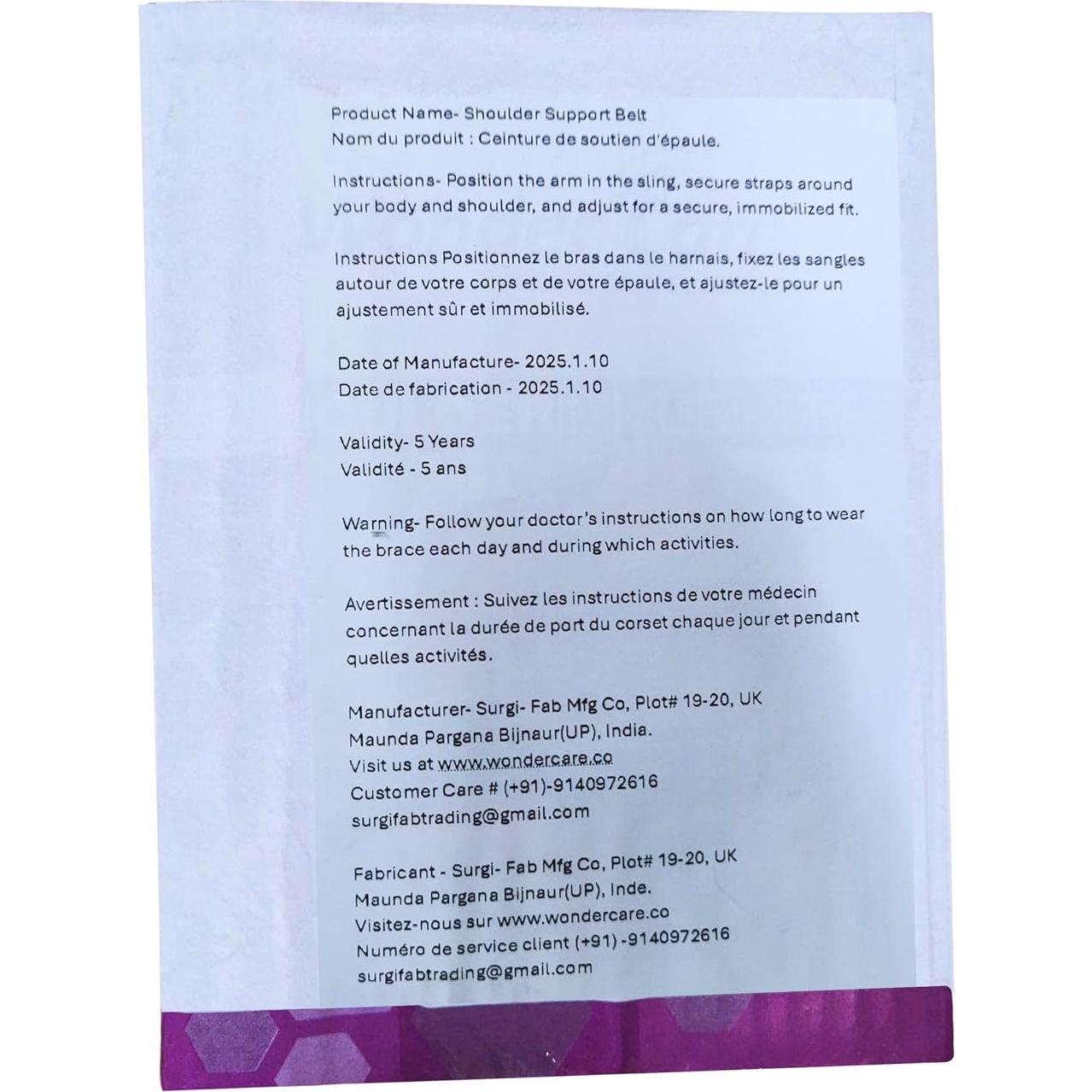 Inmovilizador de Hombro Wonder Care Azul 42-54 cm