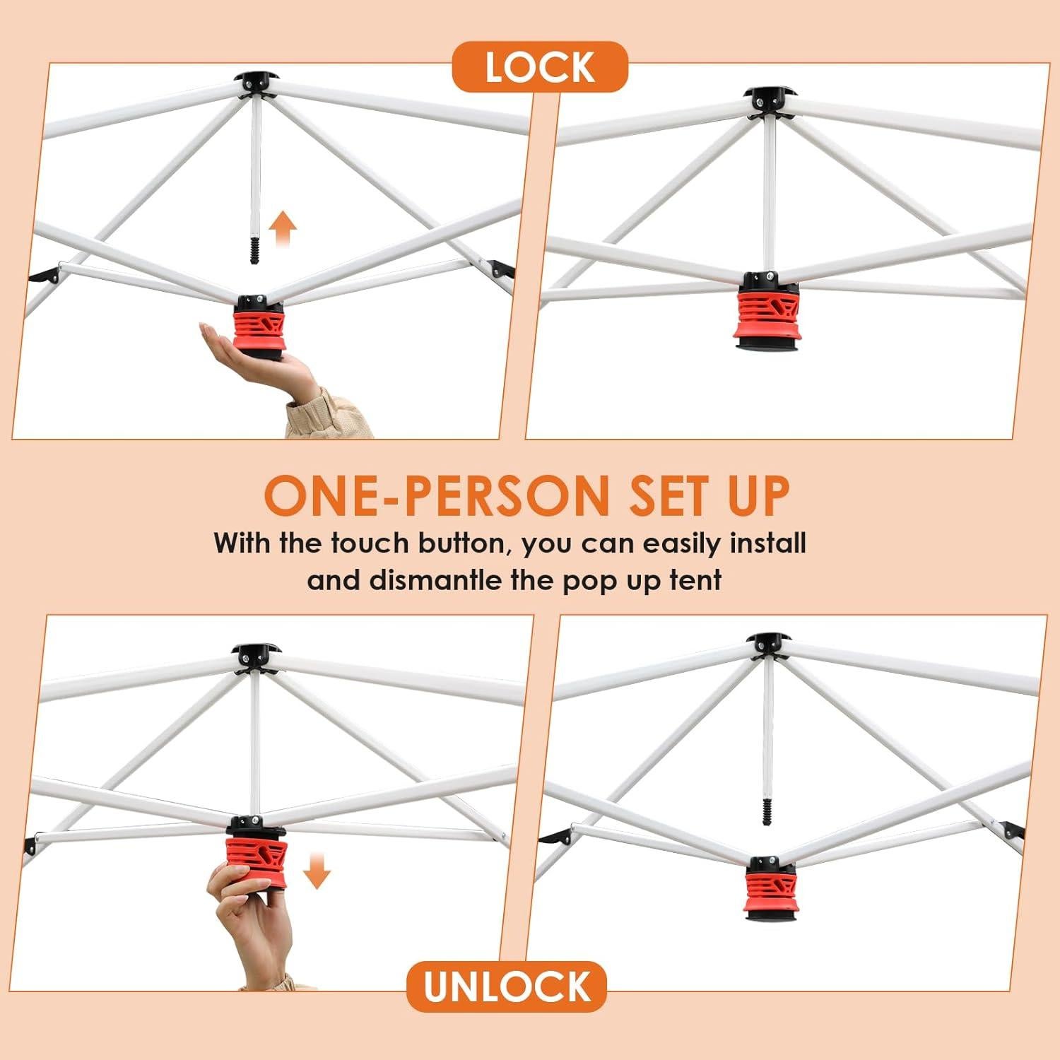 Carpa Pop Up Arlopu 3.66m x 3.66m Naranja Resistente al Agua