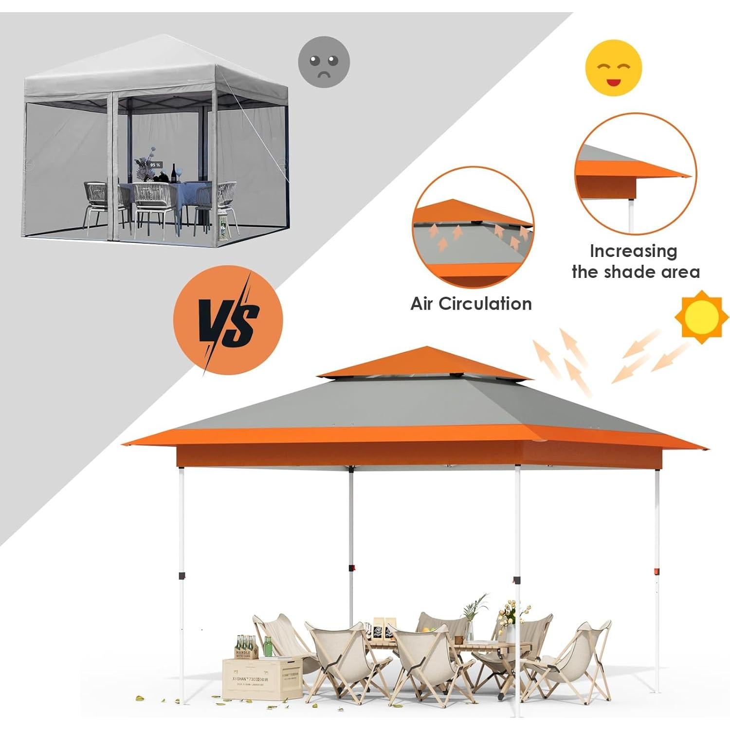Carpa Pop Up Arlopu 3.66m x 3.66m Naranja Resistente al Agua
