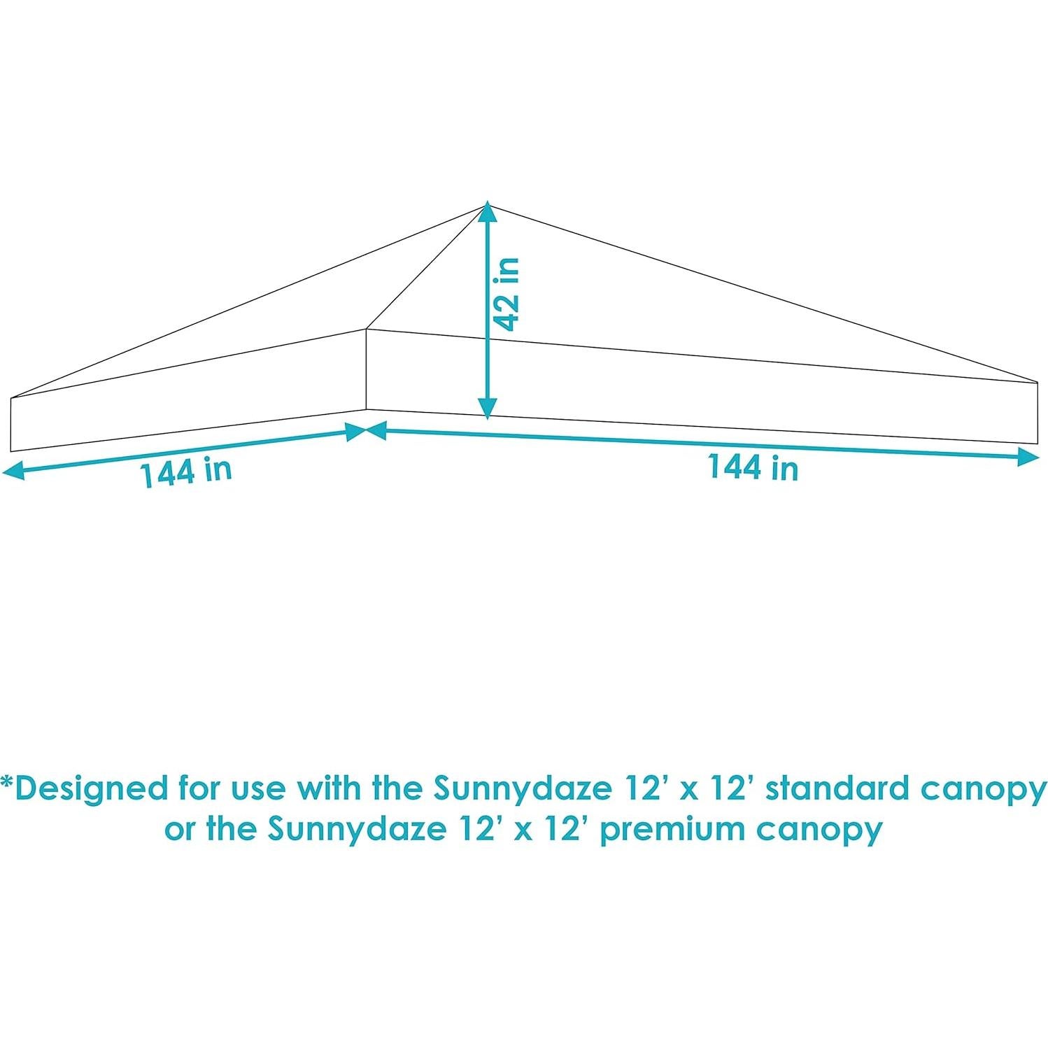 Cubierta de Reemplazo para Toldos Sunnydaze 12x12 Gris