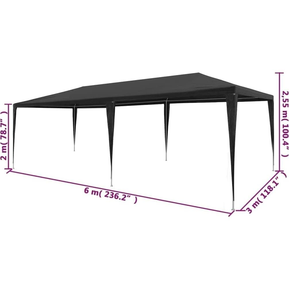Carpa de Fiesta GeoHome Antracita 2.99m x 6.00m Resistente UV