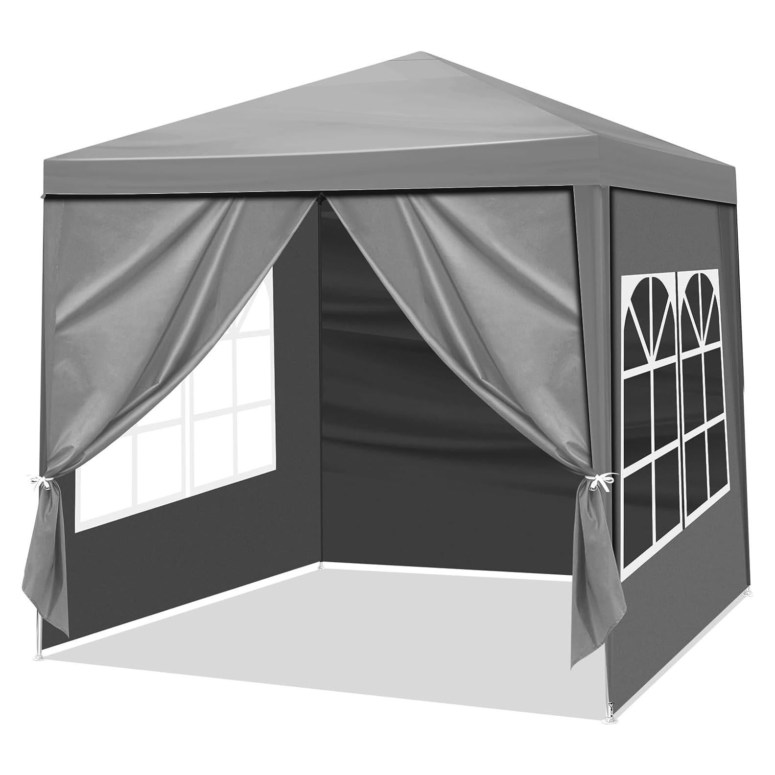 6.5x6.5FT Portable Party Tent, Waterproof Outdoor Canopy with Four Sidewalls, Instant Gazebo Outdoor Tents, Shelter Portable Outdoor Canopies for Garden, Backyard, Gray