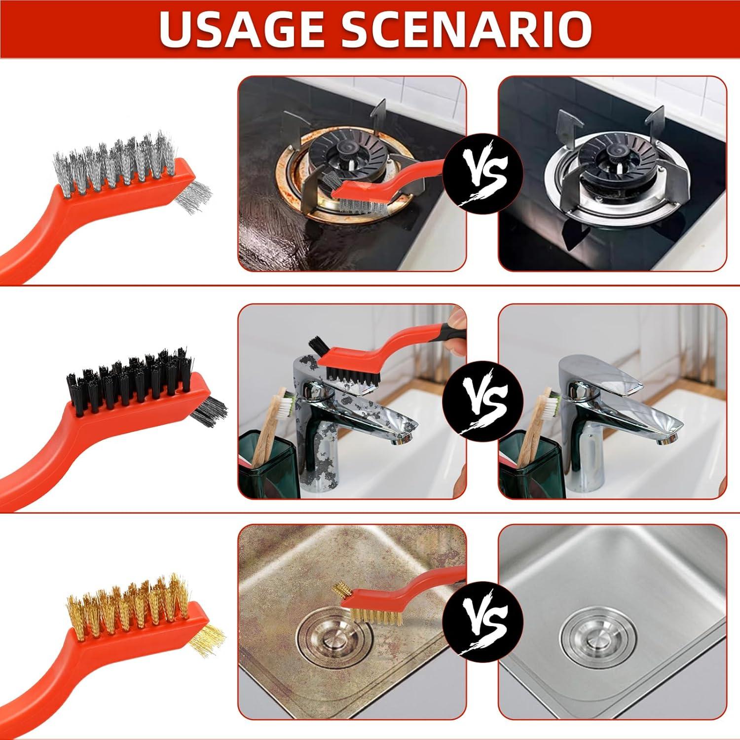 Juego de 3 cepillos de alambre IEGREMAR 17.78 cm para limpieza
