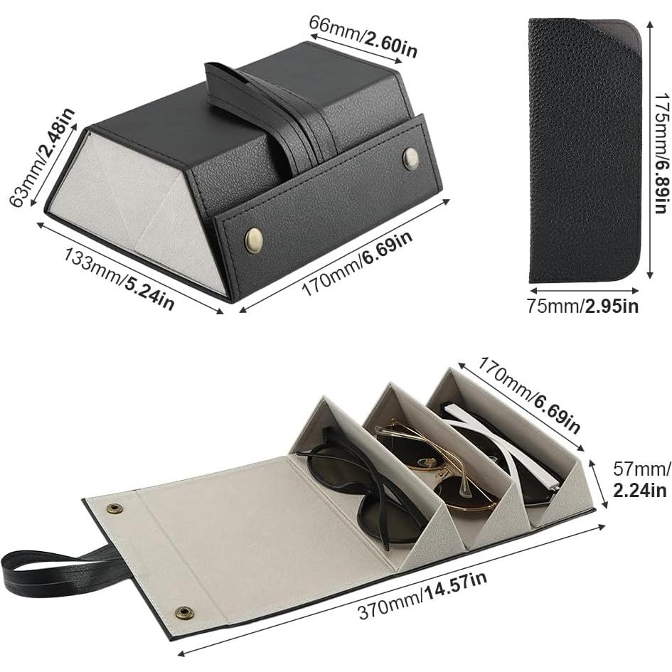 Estuche de Viaje para Gafas JIANWEI 3 Ranuras Negro