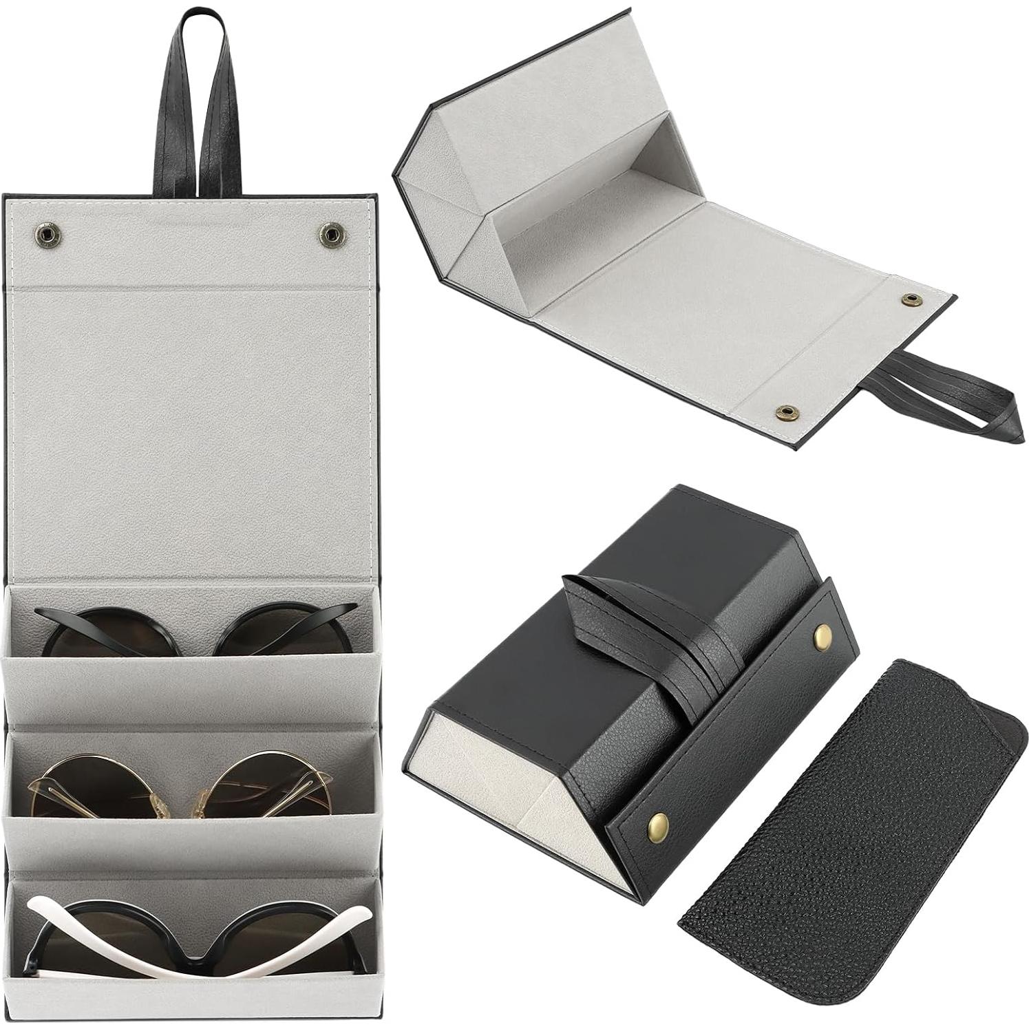 Estuche de Viaje para Gafas JIANWEI 3 Ranuras Negro