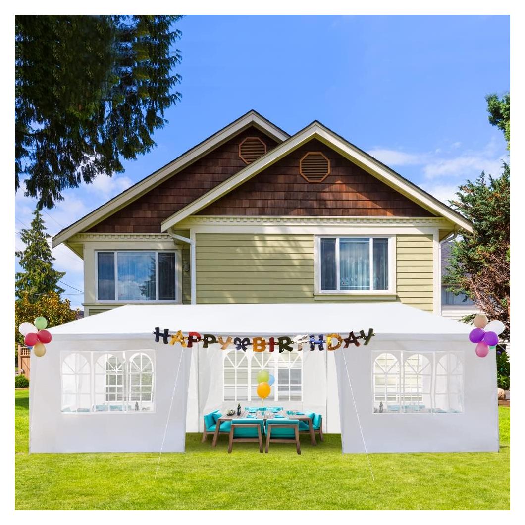 Carpa de Fiesta Exterior COMFOPET 10x30m con 7 Paredes Blancas