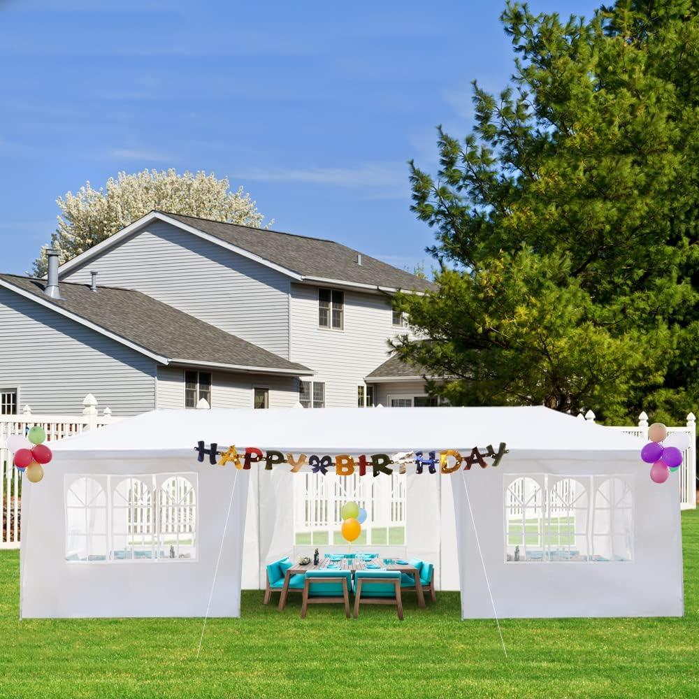 Carpa de Fiesta Exterior COMFOPET 10x30m con 7 Paredes Blancas