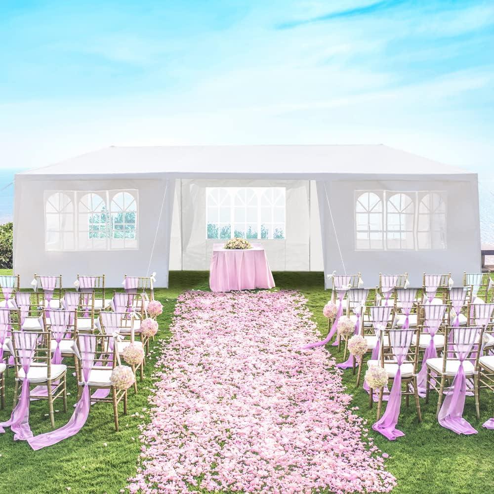 Carpa de Fiesta Exterior COMFOPET 10x30m con 7 Paredes Blancas