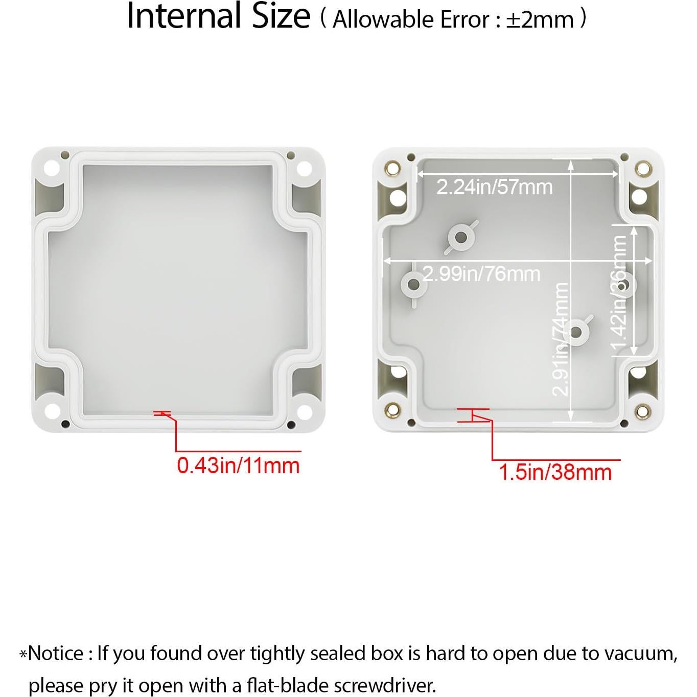 Caja de Proyecto Eléctrica HoHaing IP65 ABS 83x81x56mm Gris