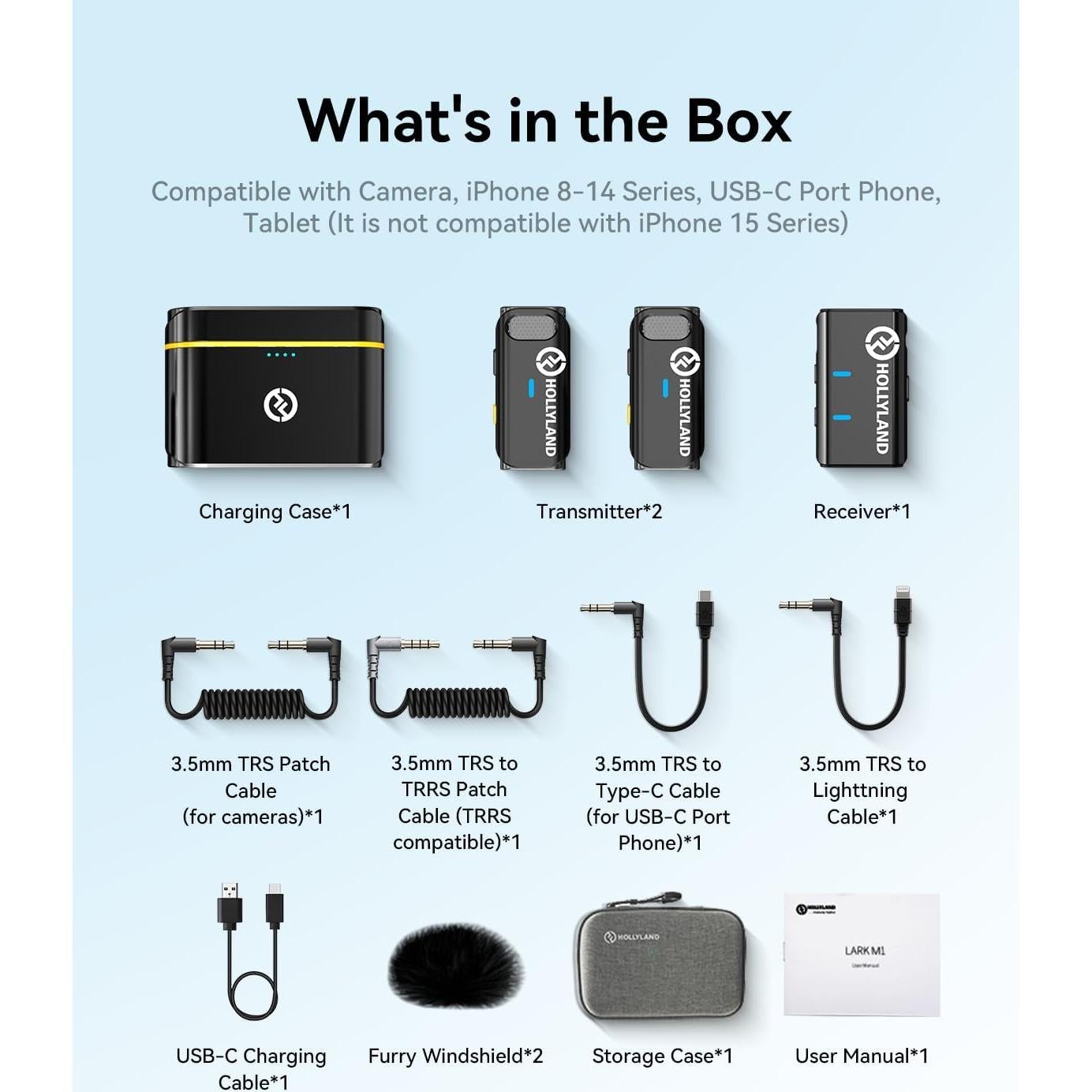Micrófono Lavalier Inalámbrico Hollyland Lark M1 200m 8H
