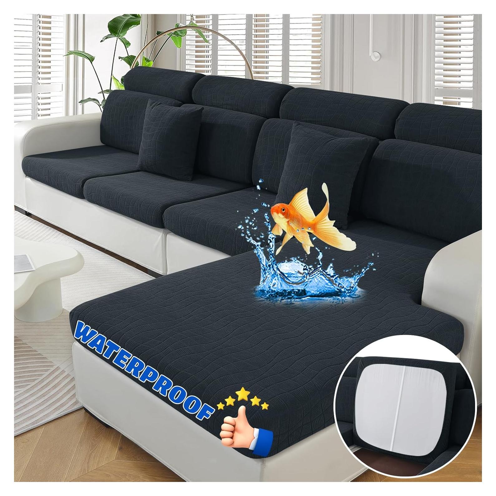 Funda de Cojín Impermeable MAXIJIN 4 Piezas Sofá Seccional Gris