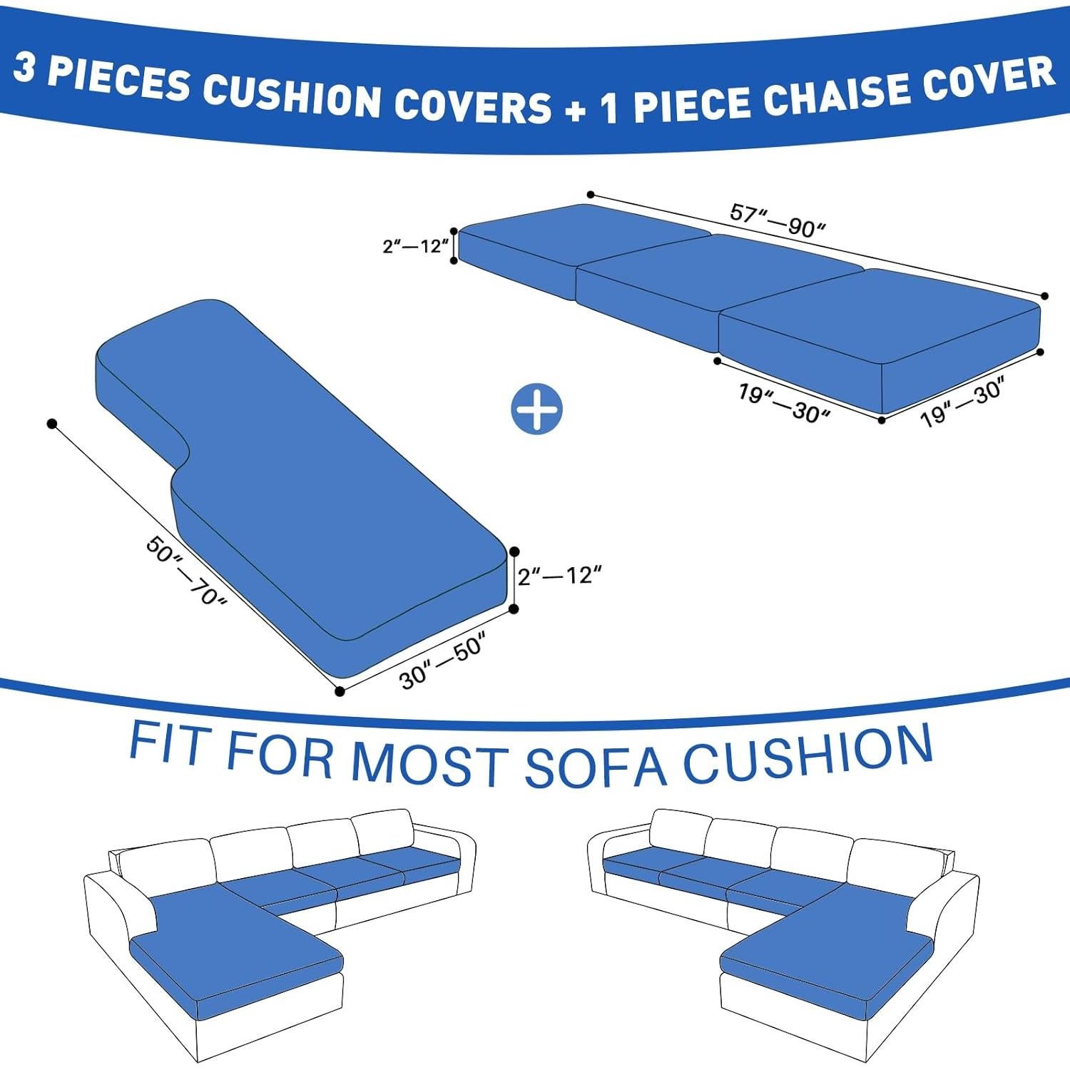 Funda de Cojín Impermeable MAXIJIN 4 Piezas Sofá Seccional Gris