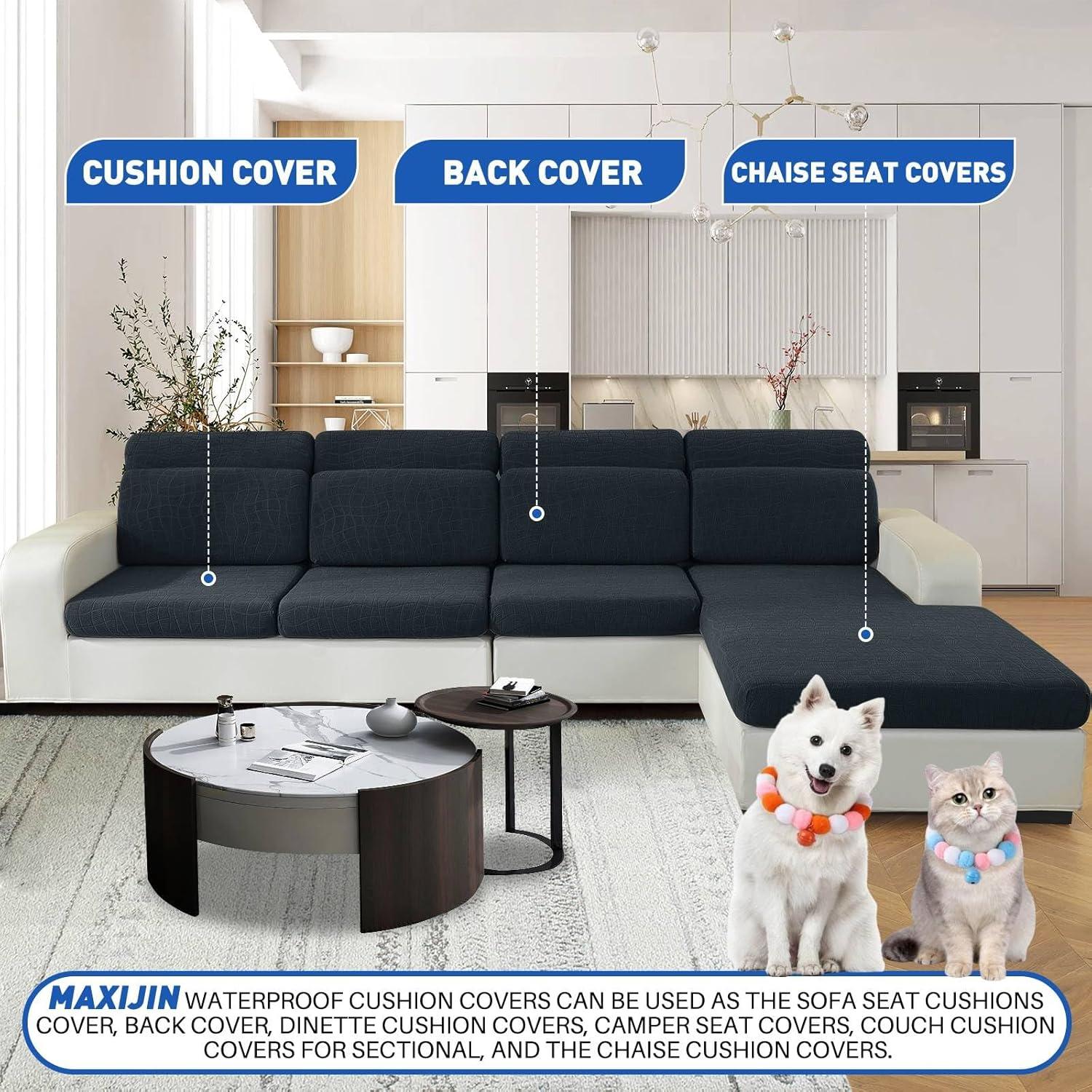 Funda de Cojín Impermeable MAXIJIN 4 Piezas Sofá Seccional Gris