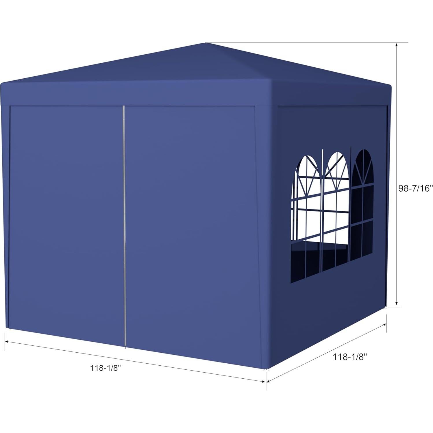 Portable Outdoor Wedding Canopy Tent, 10' x 10' Shelter with Removable Walls, Ideal for Parties and Events, Blue