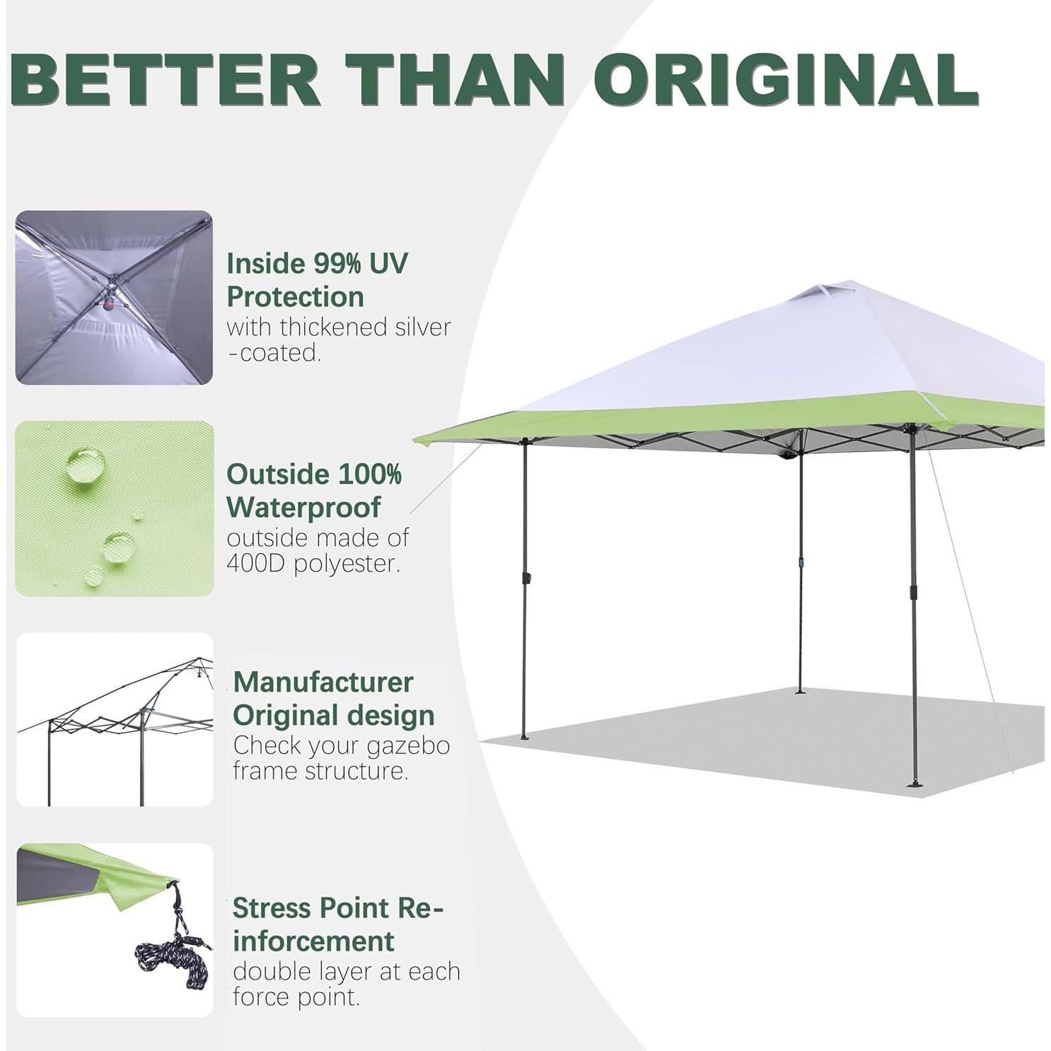 Cubierta de Reemplazo SCOMANAGE para Gazebo Coleman 3.96m Verde