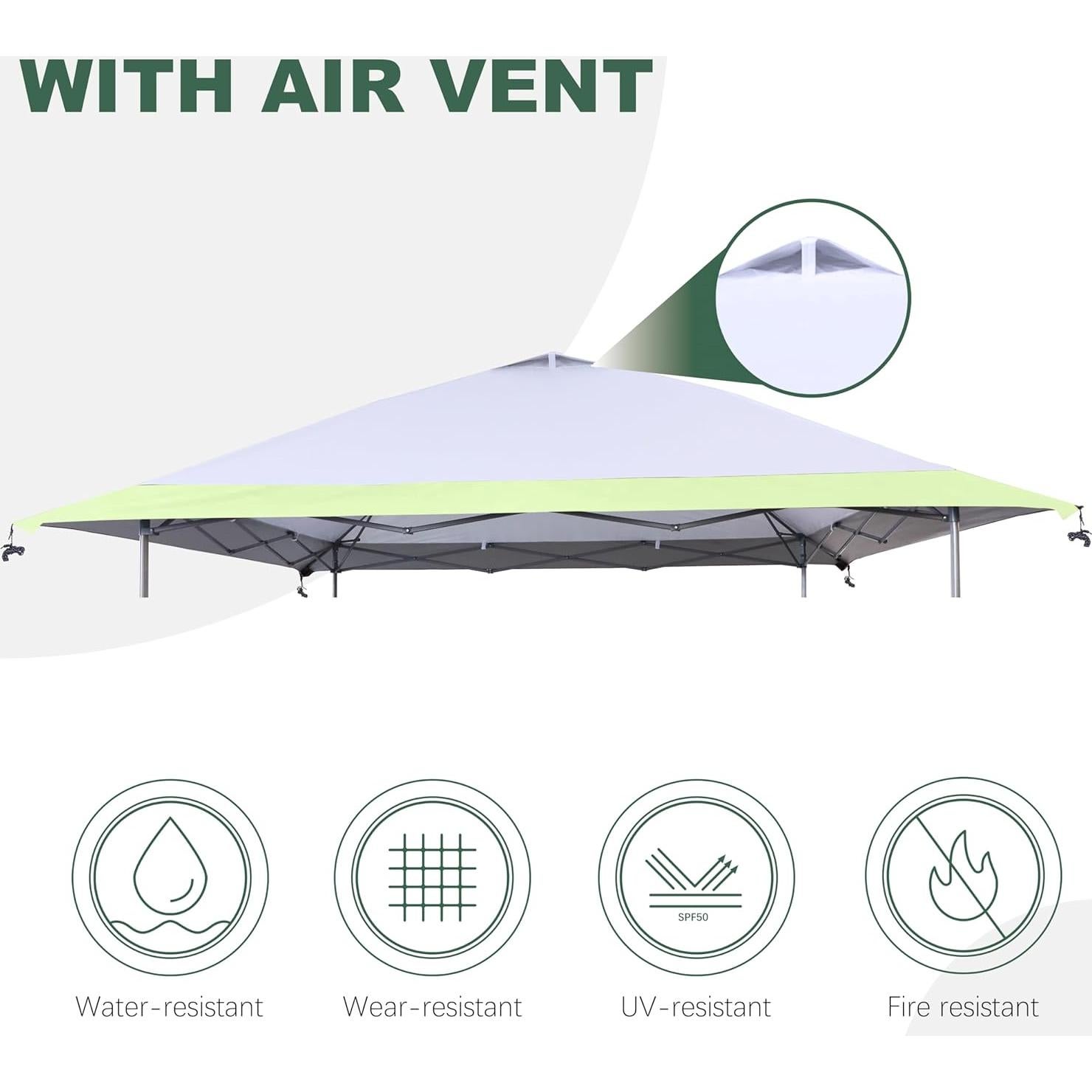 Cubierta de Reemplazo SCOMANAGE para Gazebo Coleman 3.96m Verde