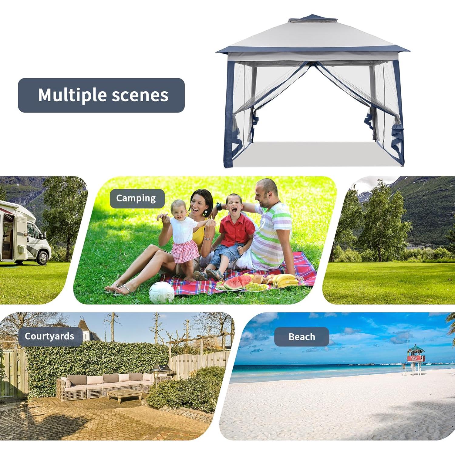 Carpa Plegable GDY 3.35x3.35m con Mosquitera Azul