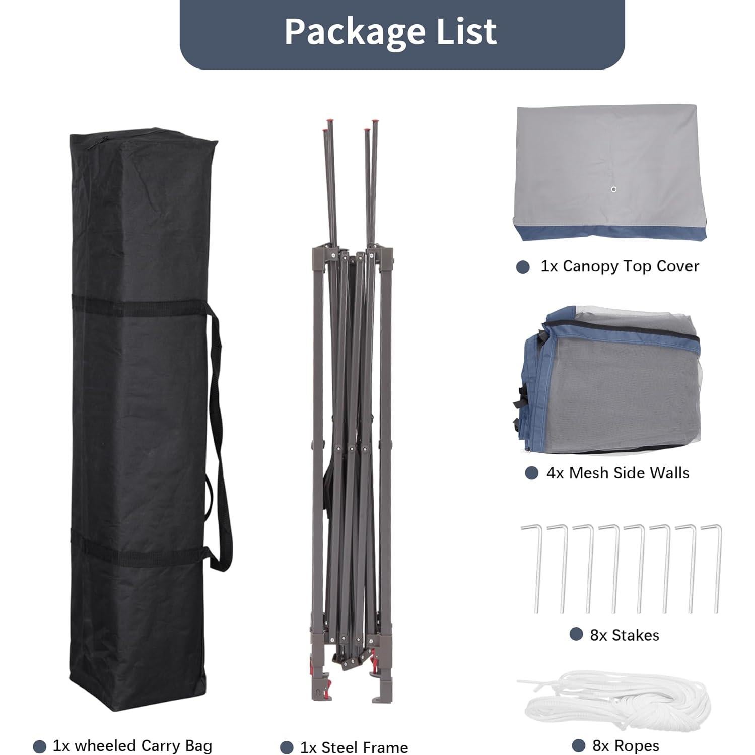 Carpa Plegable GDY 3.35x3.35m con Mosquitera Azul