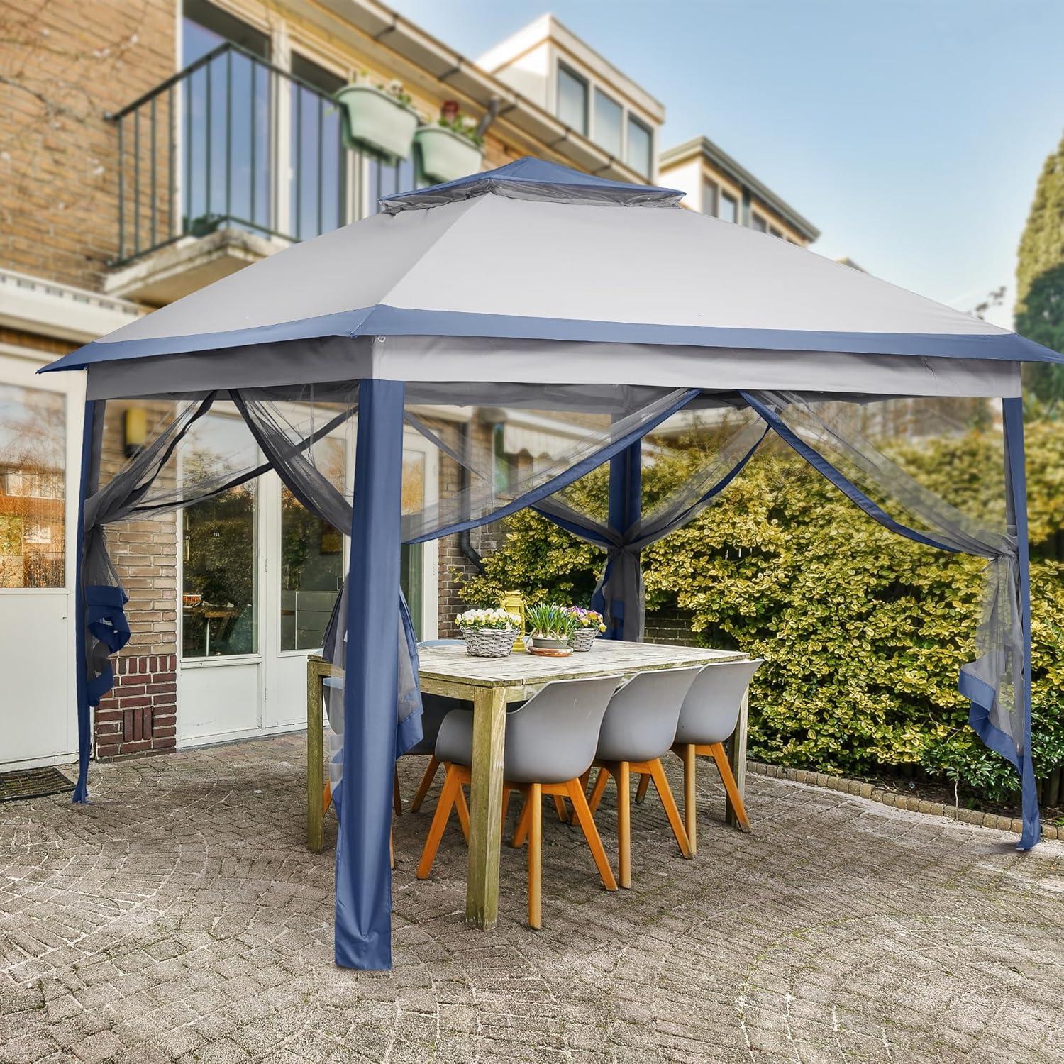 Carpa Plegable GDY 3.35x3.35m con Mosquitera Azul