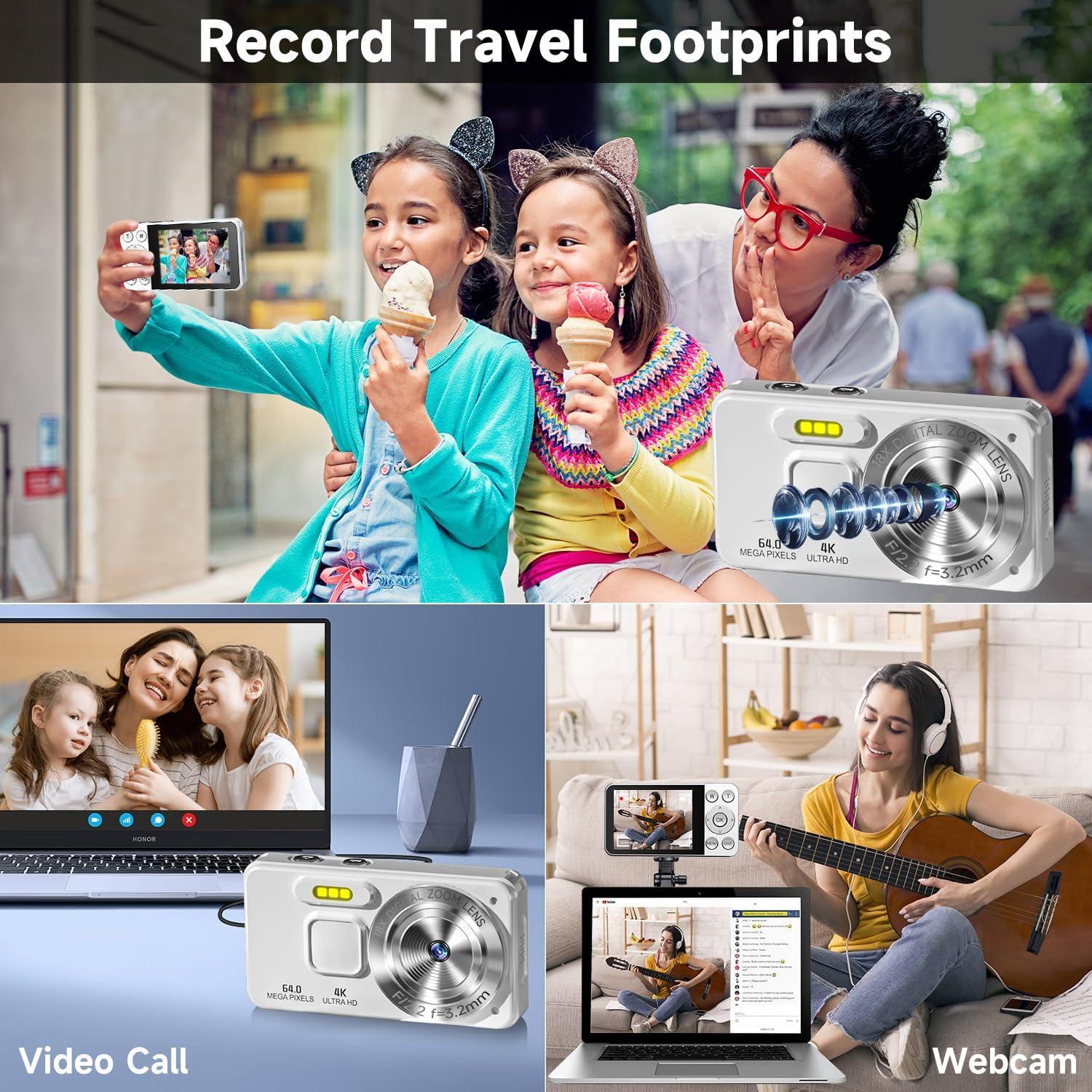 Cámara Digital MINIBEAR 4K 64MP Compacta con 64GB