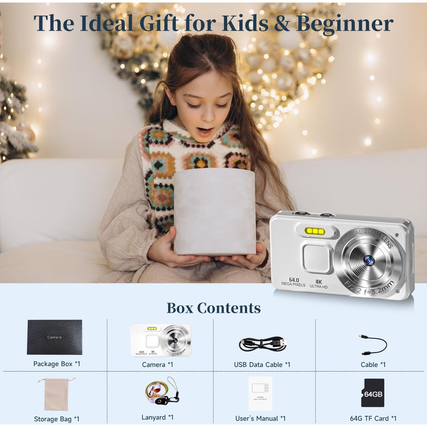 Cámara Digital MINIBEAR 4K 64MP Compacta con 64GB