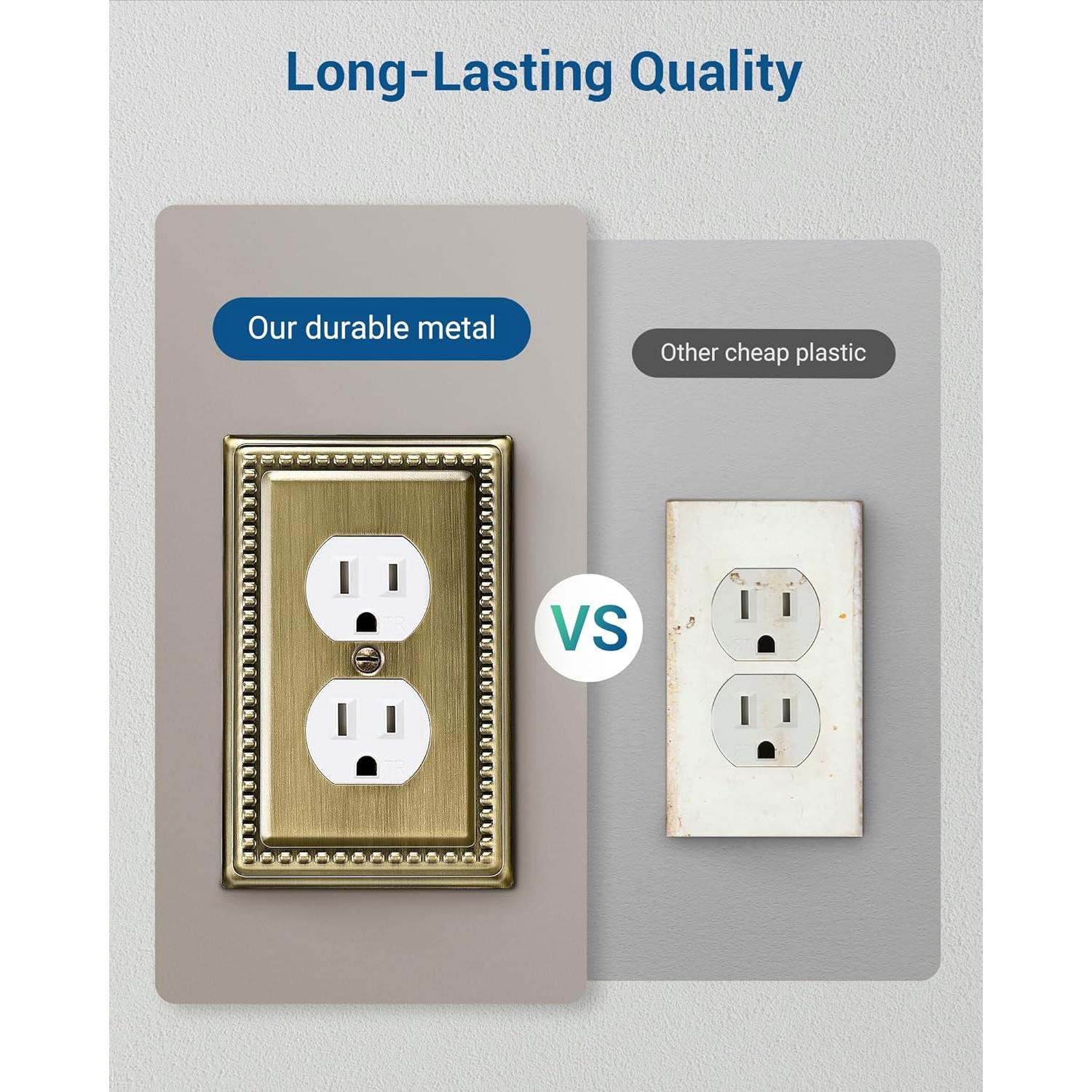 Cubiertas de Enchufe DEWENWILS 4 Pack Latón Antiguo 12.5x8 cm