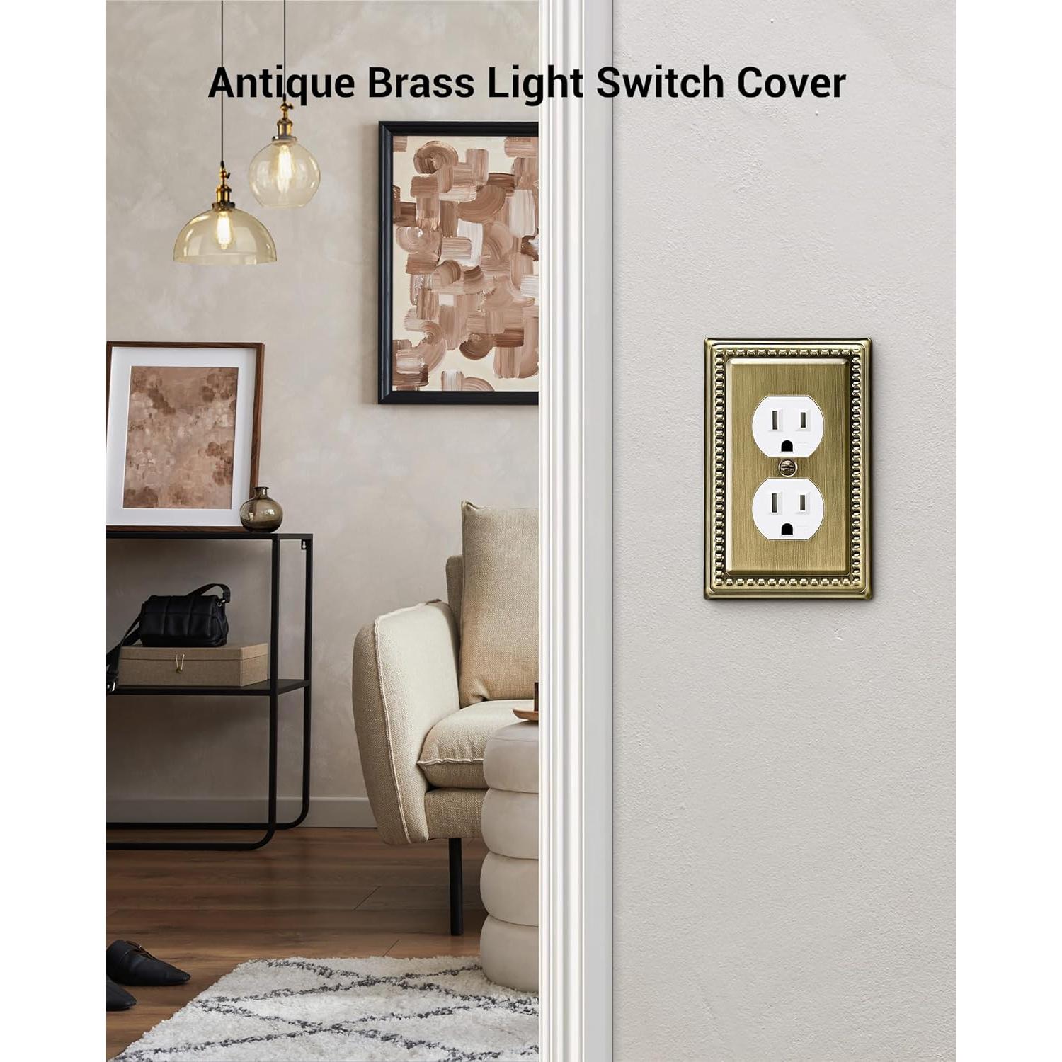 Cubiertas de Enchufe DEWENWILS 4 Pack Latón Antiguo 12.5x8 cm