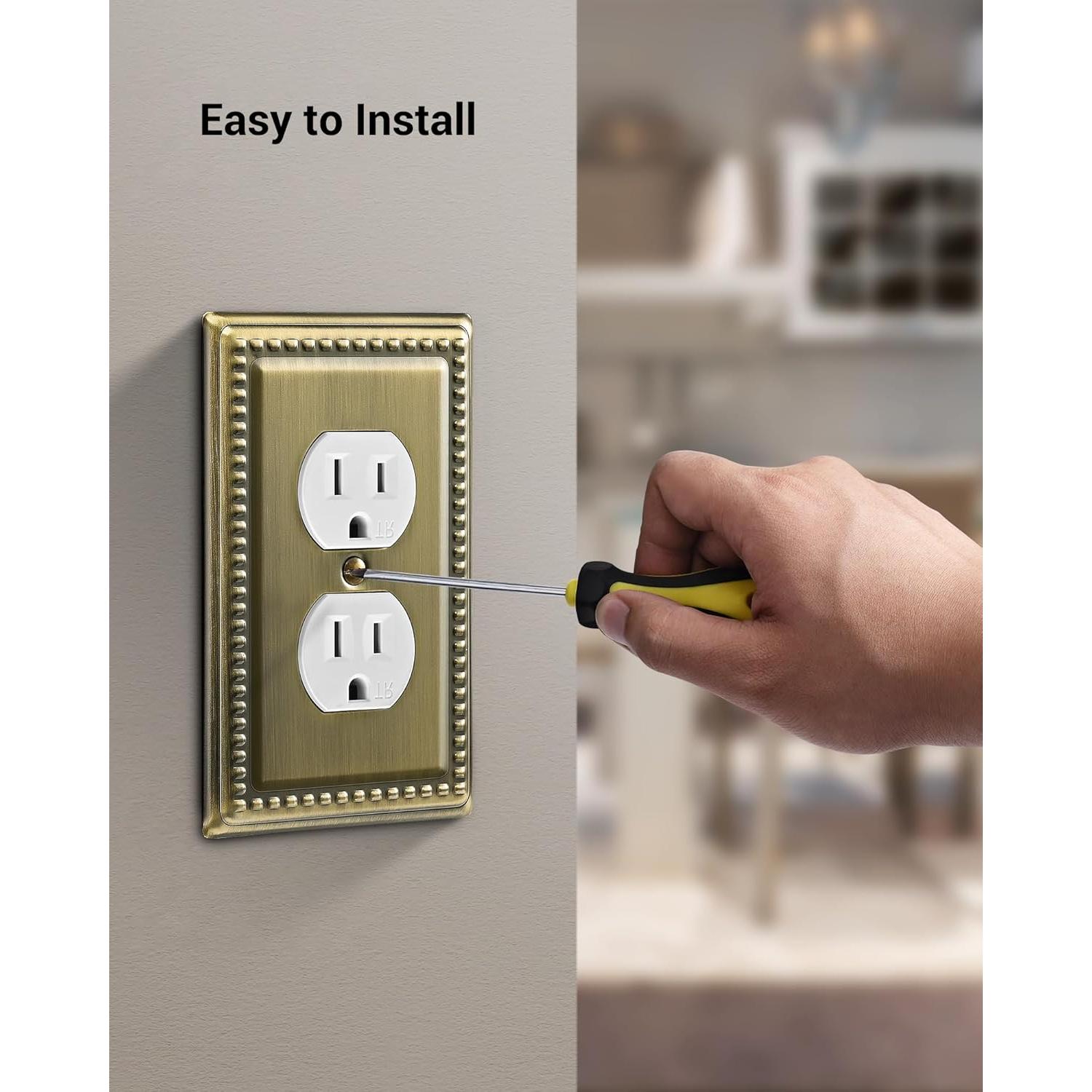 Cubiertas de Enchufe DEWENWILS 4 Pack Latón Antiguo 12.5x8 cm