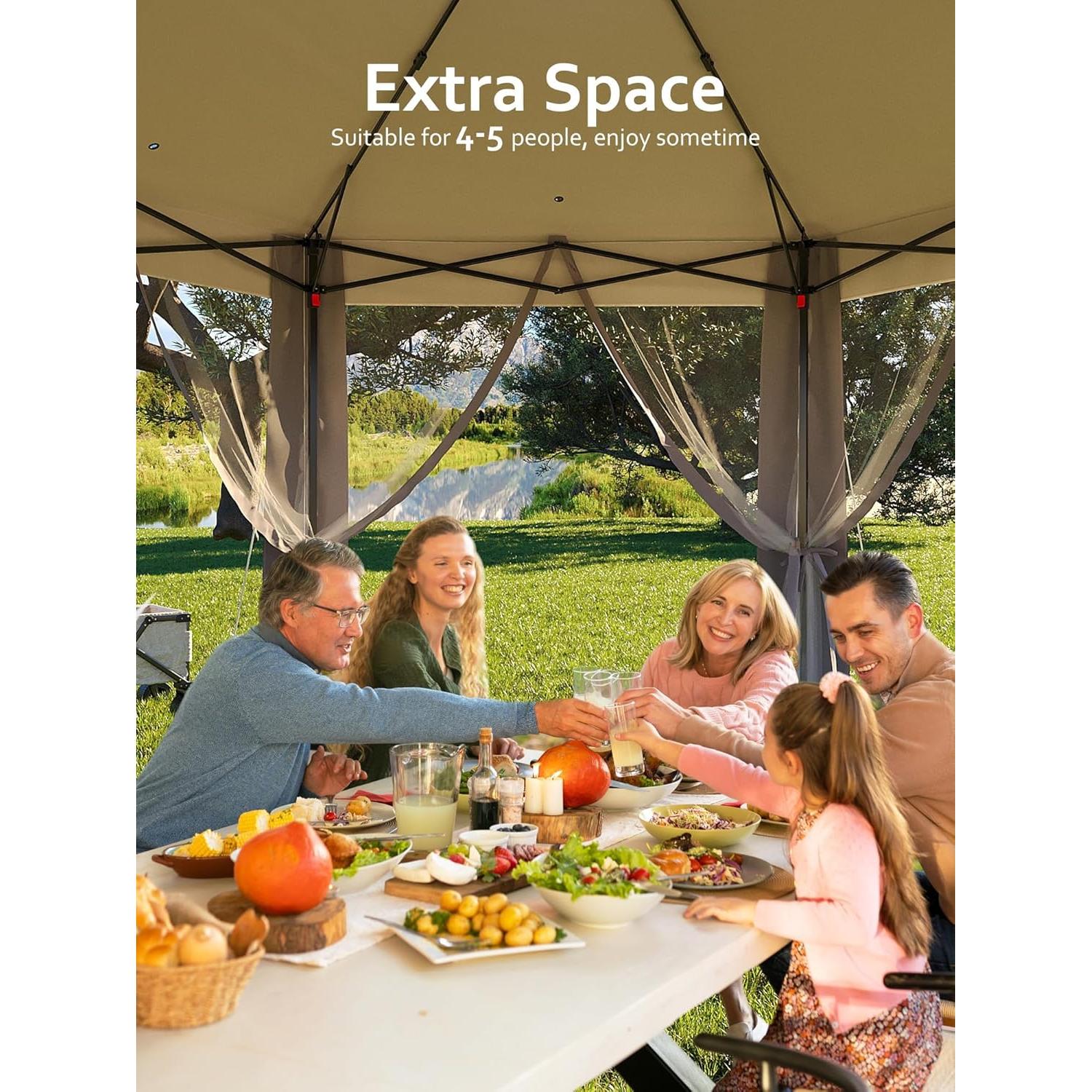 Gazebo Plegable Hexagonal OUTGOODS 15.7 m² con Mosquitero