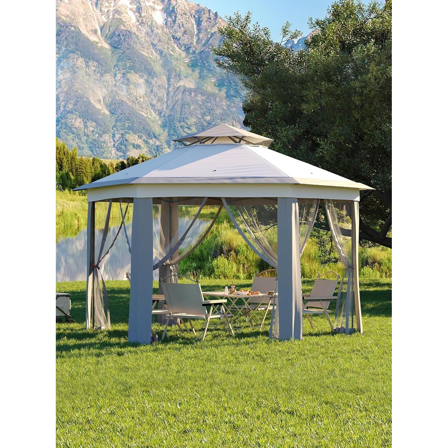 Gazebo Plegable Hexagonal OUTGOODS 15.7 m² con Mosquitero