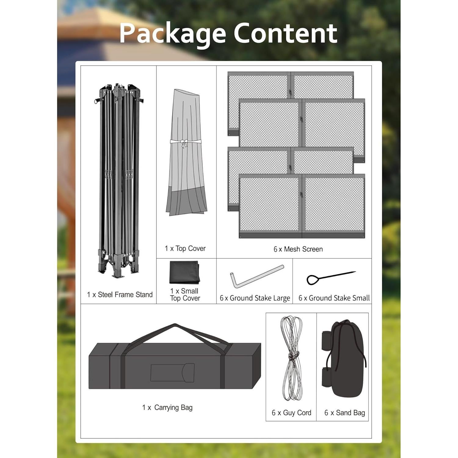 Gazebo Plegable Hexagonal OUTGOODS 15.7 m² con Mosquitero