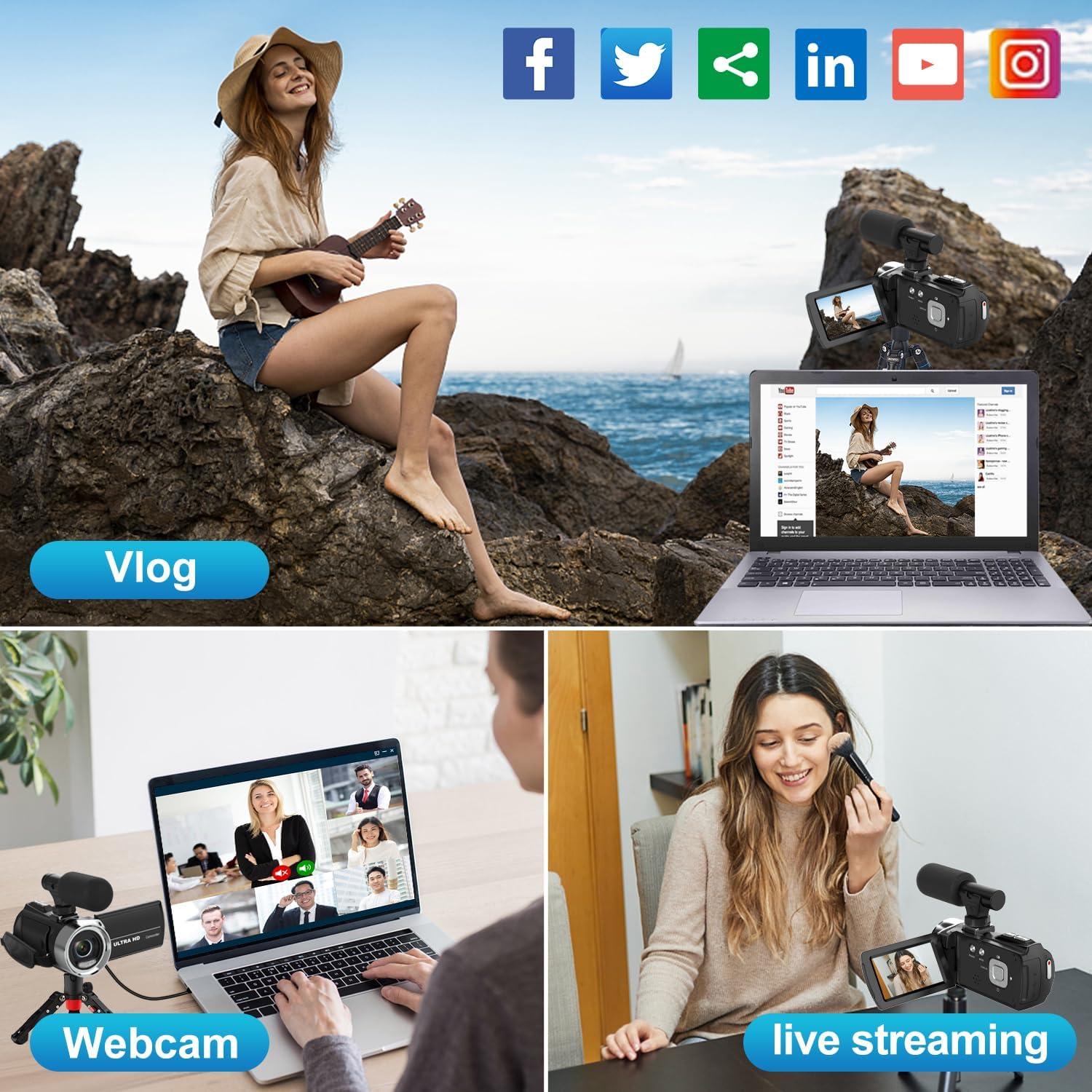 Cámara de Video Weochi HD 4K 48MP con Pantalla 3" y Zoom 18x