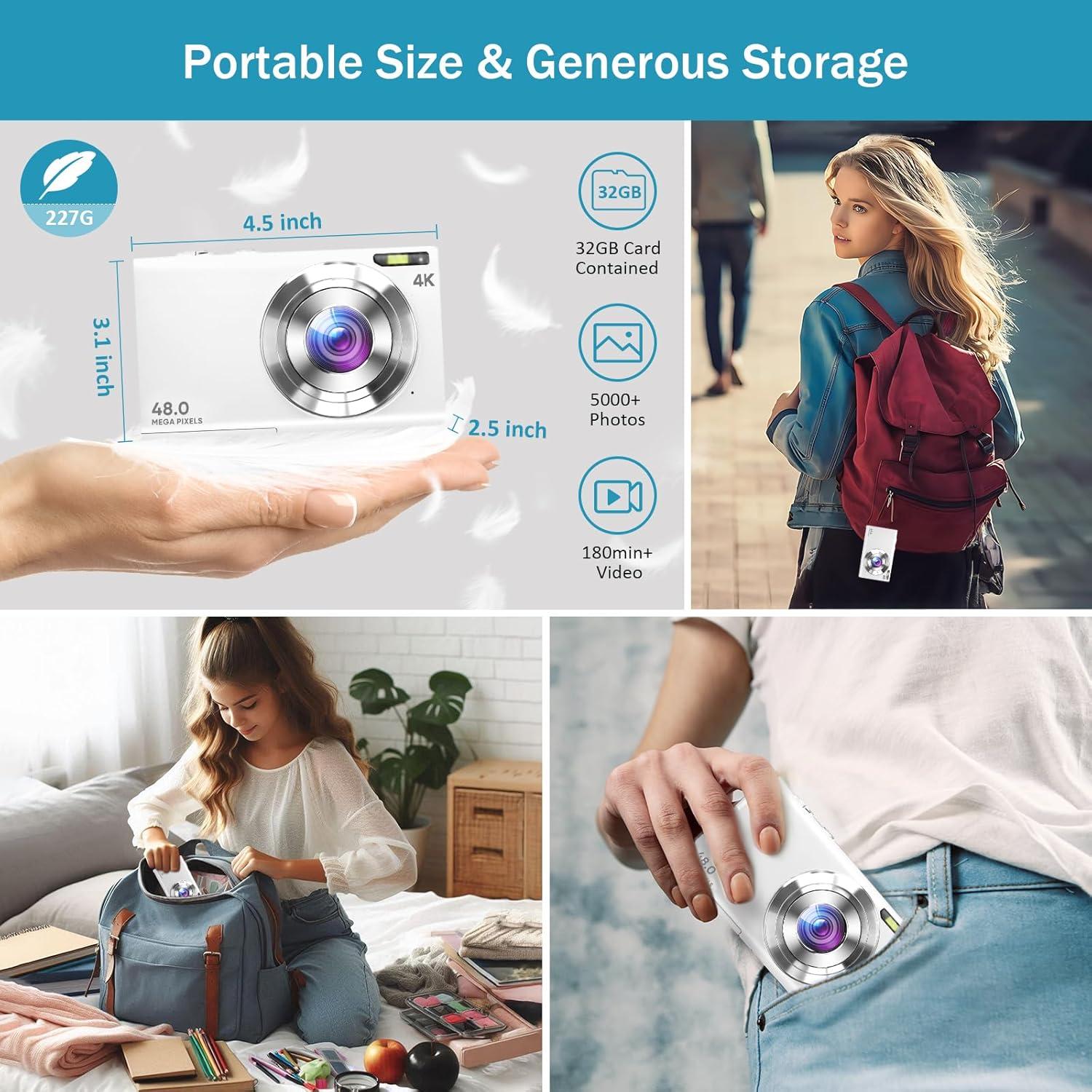 Cámara Digital FJFJOPK DC402 48MP 4K Zoom 16x Anti-Vibración