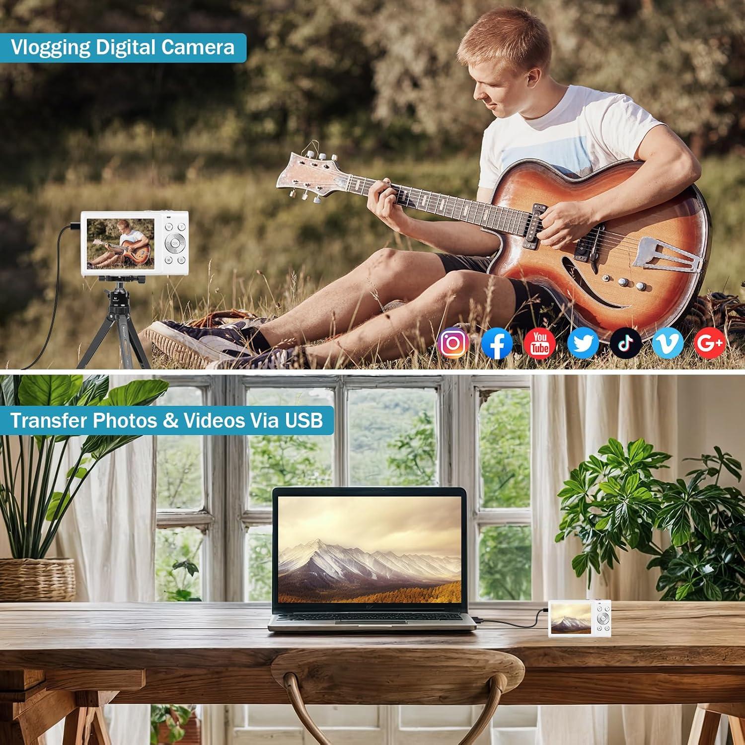 Cámara Digital FJFJOPK DC402 48MP 4K Zoom 16x Anti-Vibración