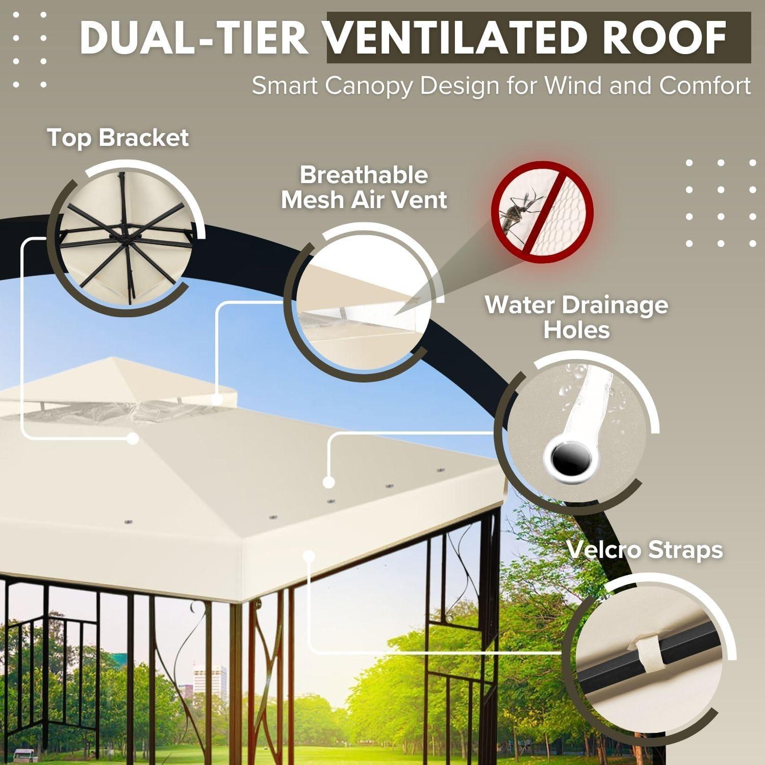 Cubierta de Reemplazo para Gazebo Flexzion 3.66m x 3.66m Marfil