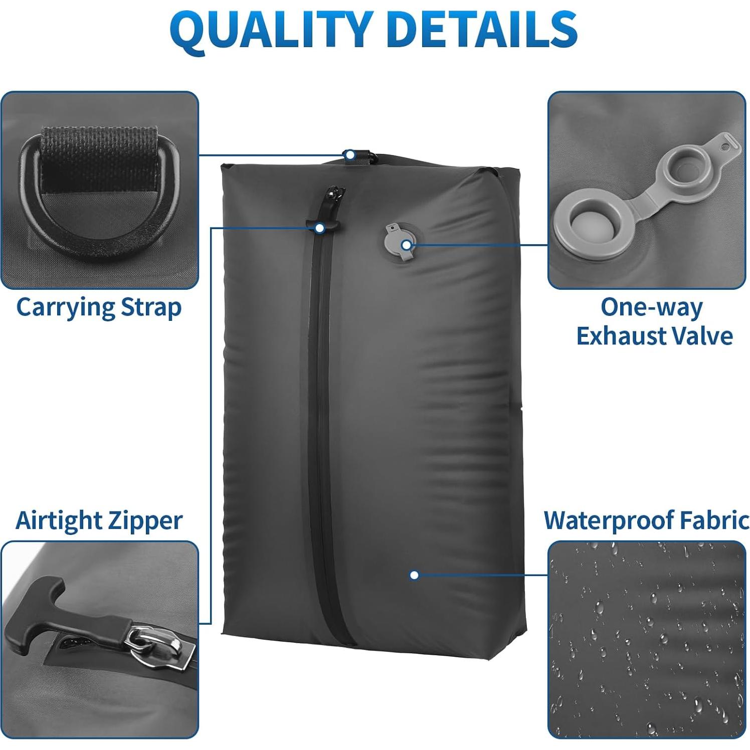 Bolsas de Vacío ANQAROS 1PC+Bomba Impermeables para Viaje