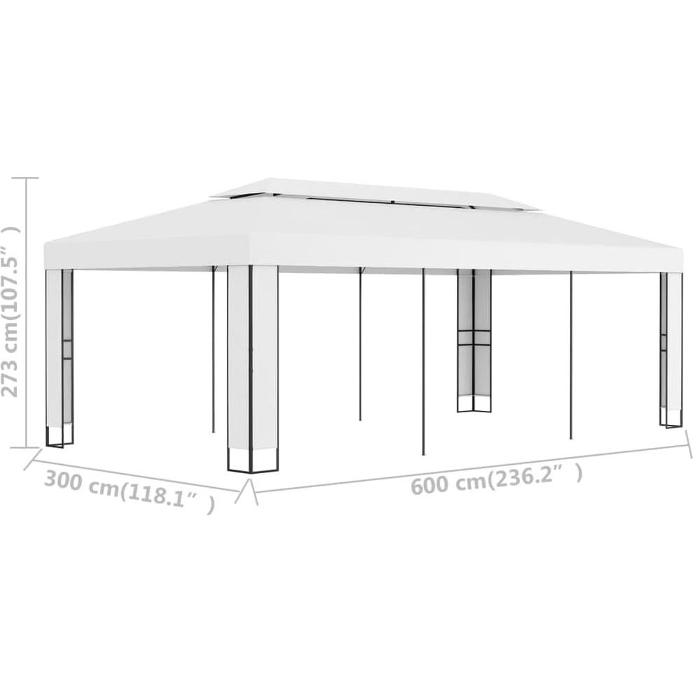 Gazebo with Double Roof, Camping Canopy Gazebos and pergolas Awnings Party Tent Suitable for Parties Sporting Events Weddings Business Exhibitions 9.8'x19.6' White