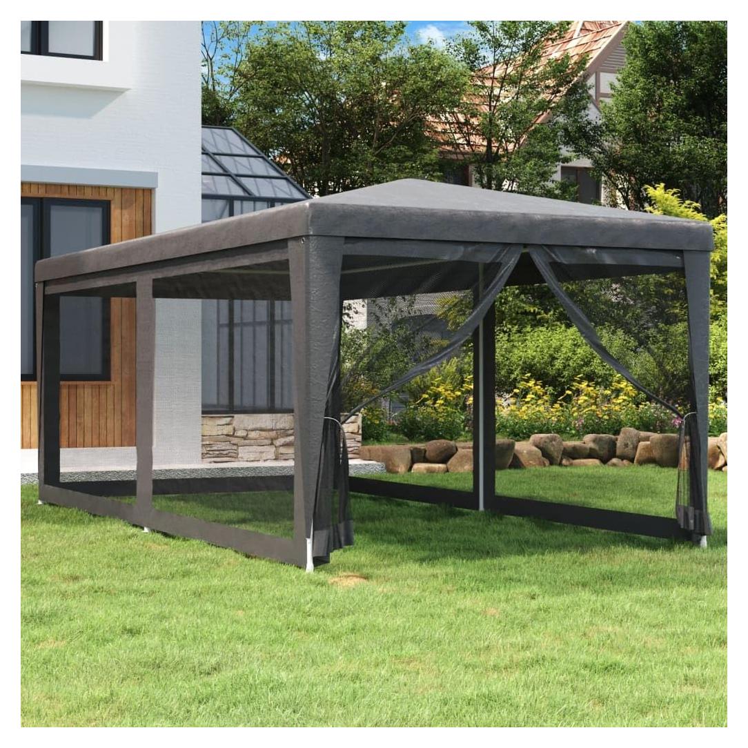 Party Tent with 6 Mesh Sidewalls Anthracite 9.8'x19.7' HDPE,Party Tent 10' x 20' HeavyDuty Sun Shelter for Outdoor Events Garden Structures