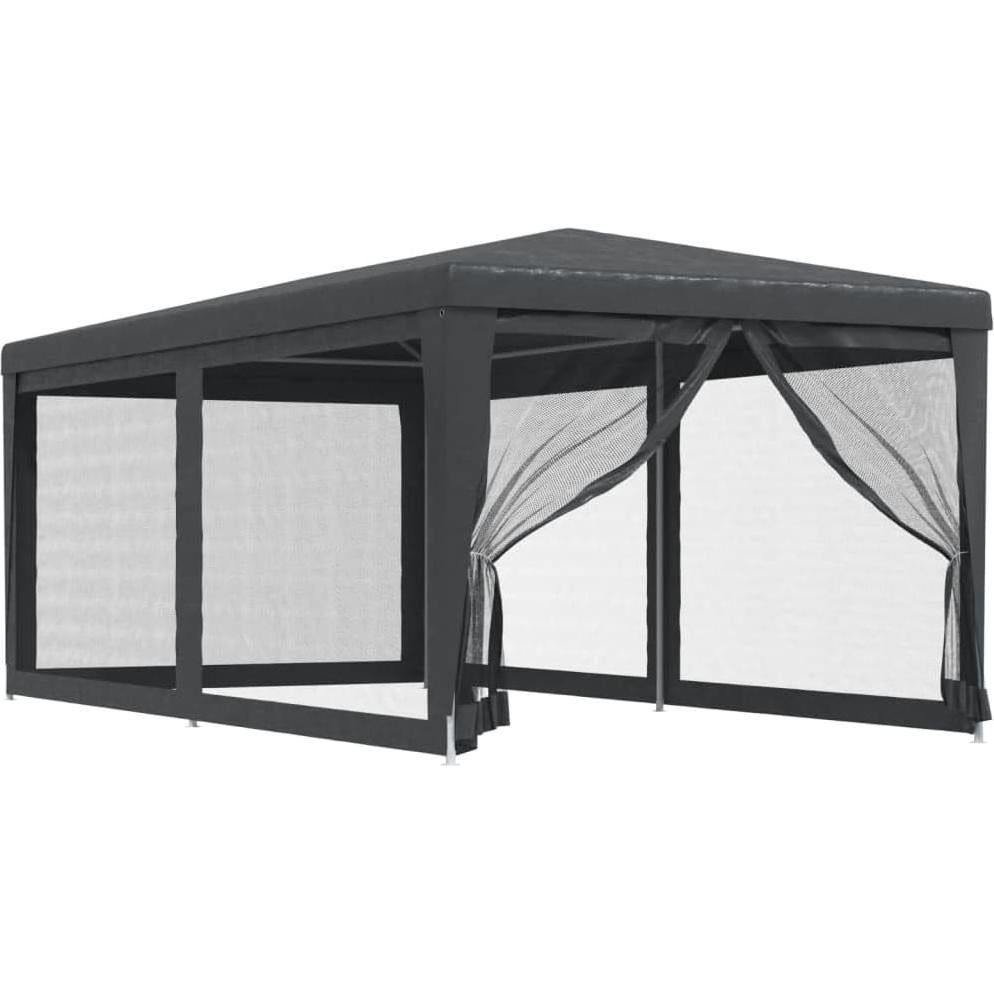 Party Tent with 6 Mesh Sidewalls Anthracite 9.8'x19.7' HDPE,Party Tent 10' x 20' HeavyDuty Sun Shelter for Outdoor Events Garden Structures
